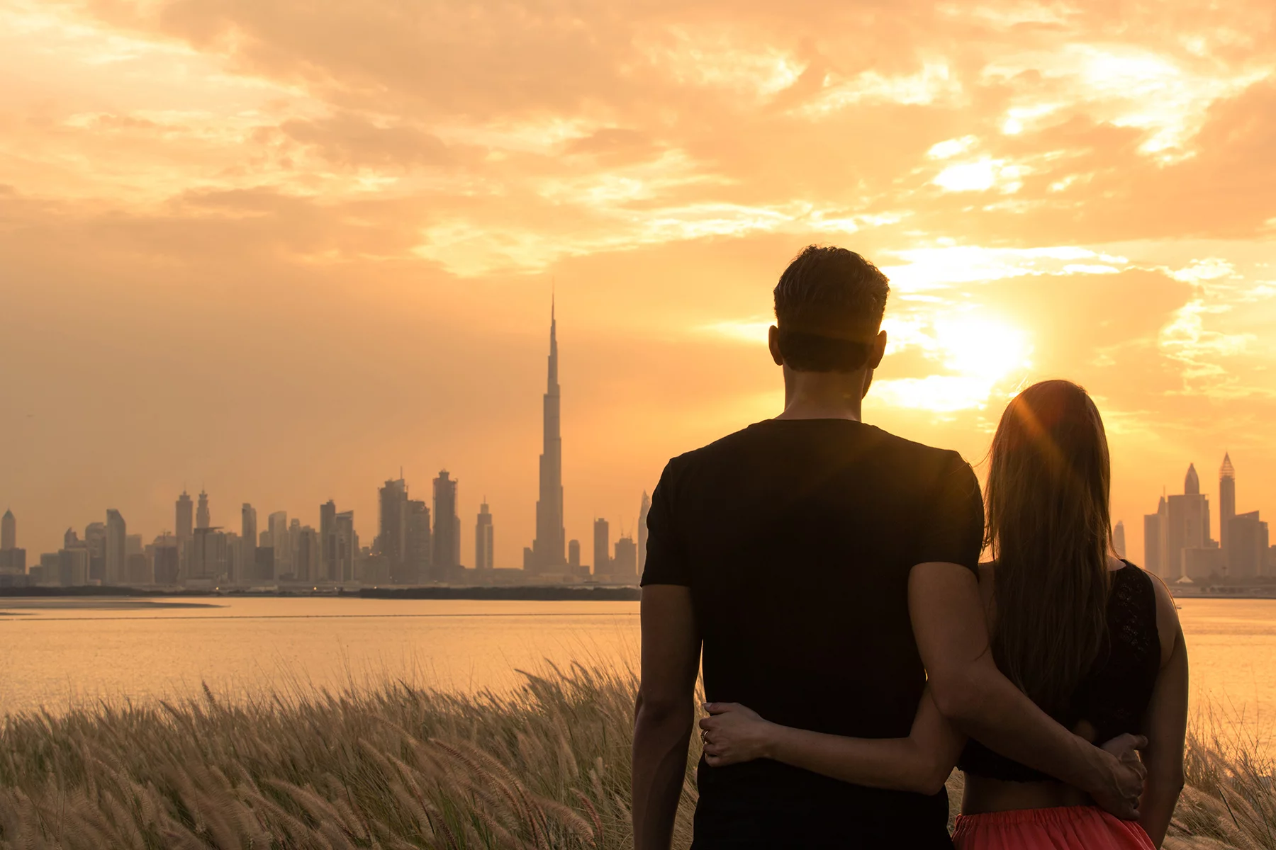 Watching the sunset on a date in Dubai