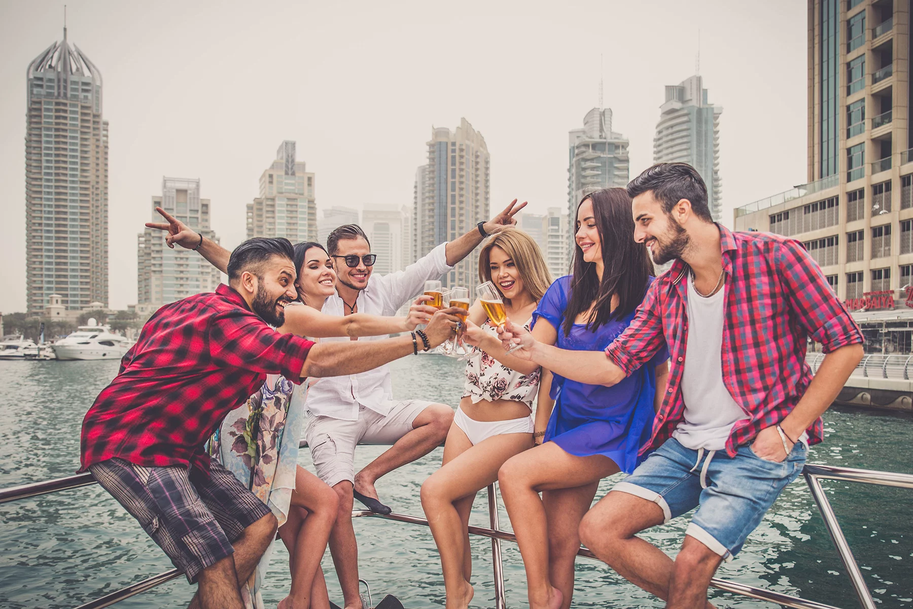 Dubai expats at a yacht party