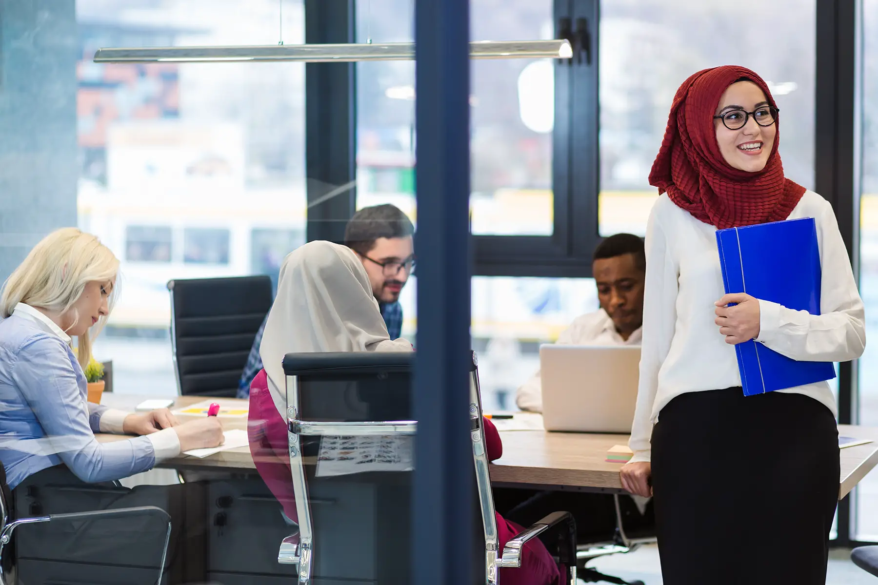 Emirati businesswoman wearing hijab