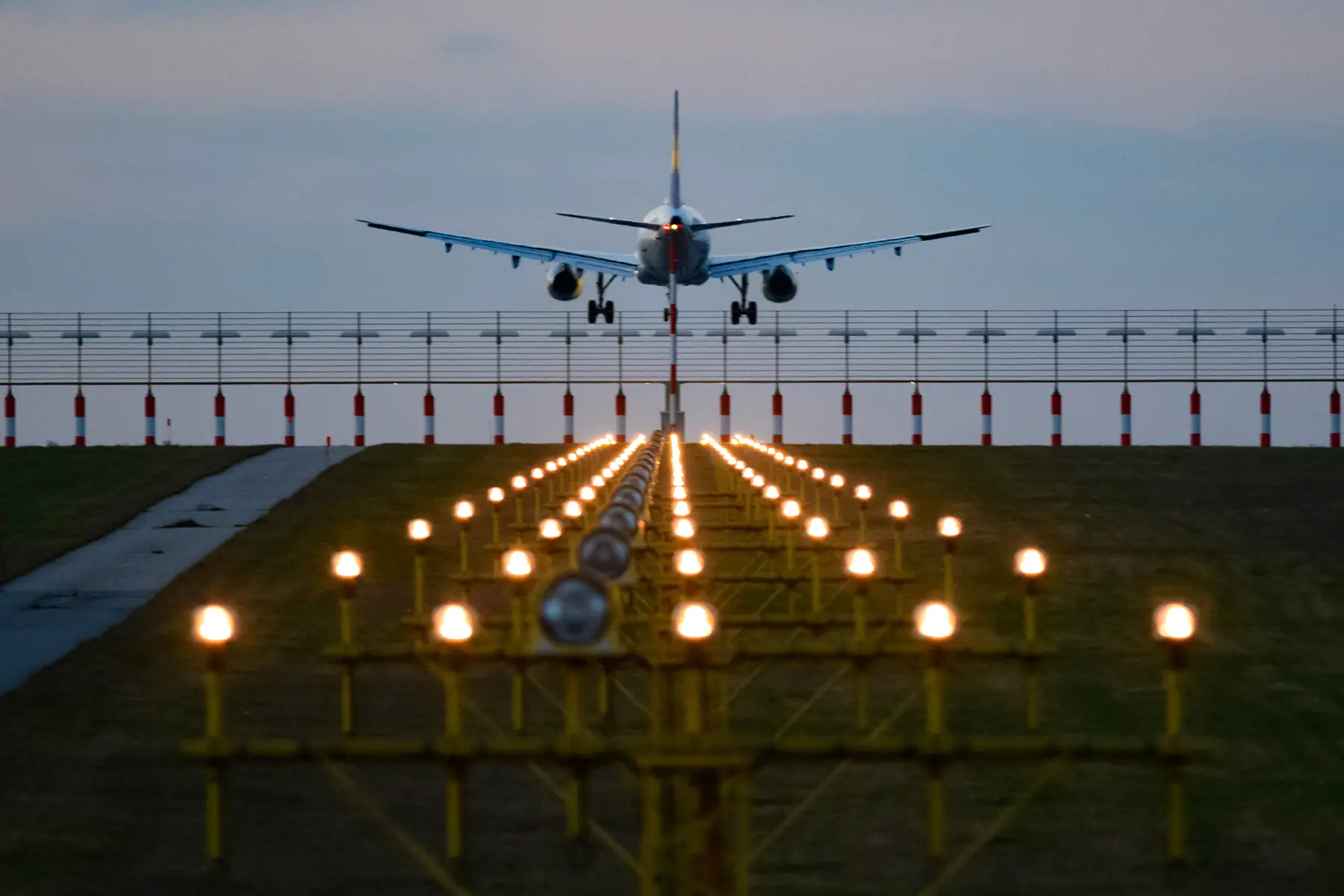 Aircraft landing at Vienna International Airport
