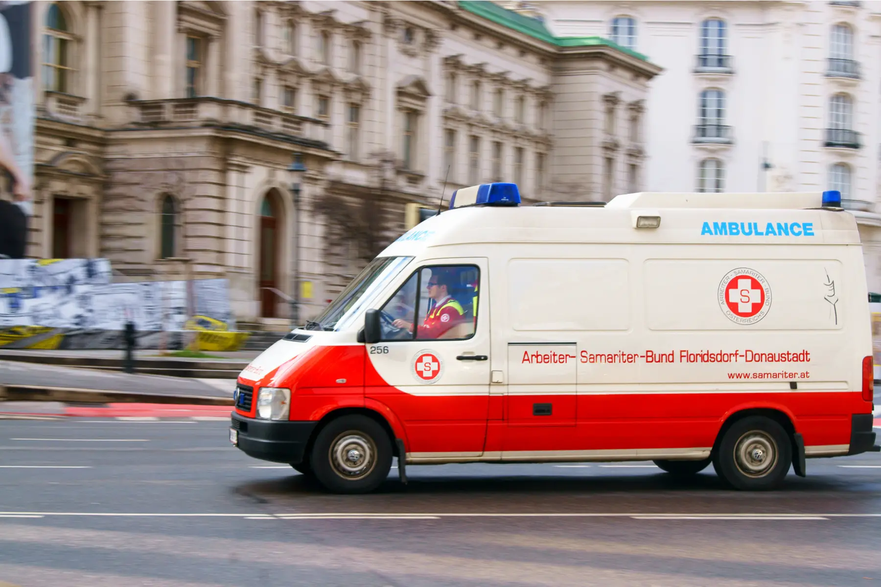 an ambulance rushing through the streets of Vienna