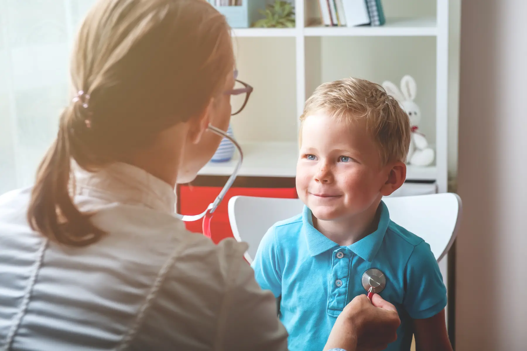 Young child at an appointment with his pediatrician