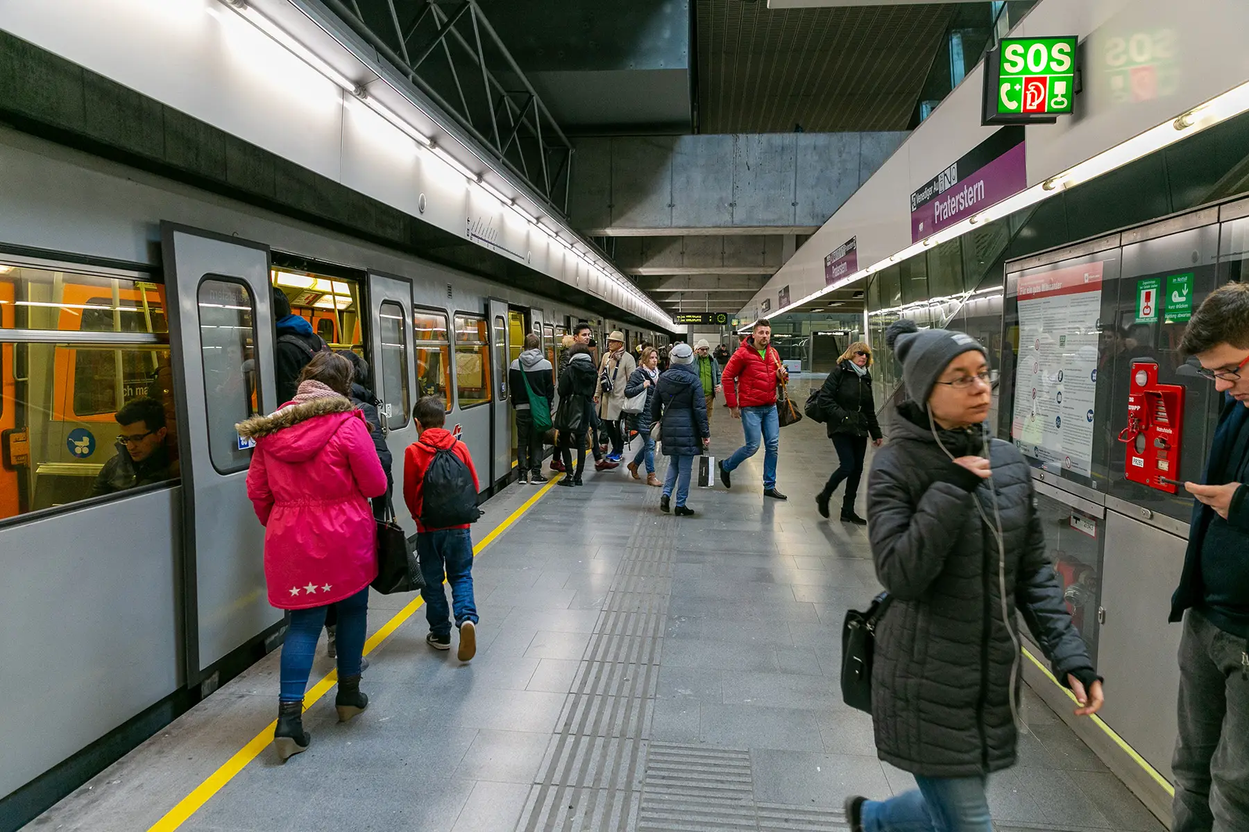Commuters on the Vienna U-Bahn in Austria