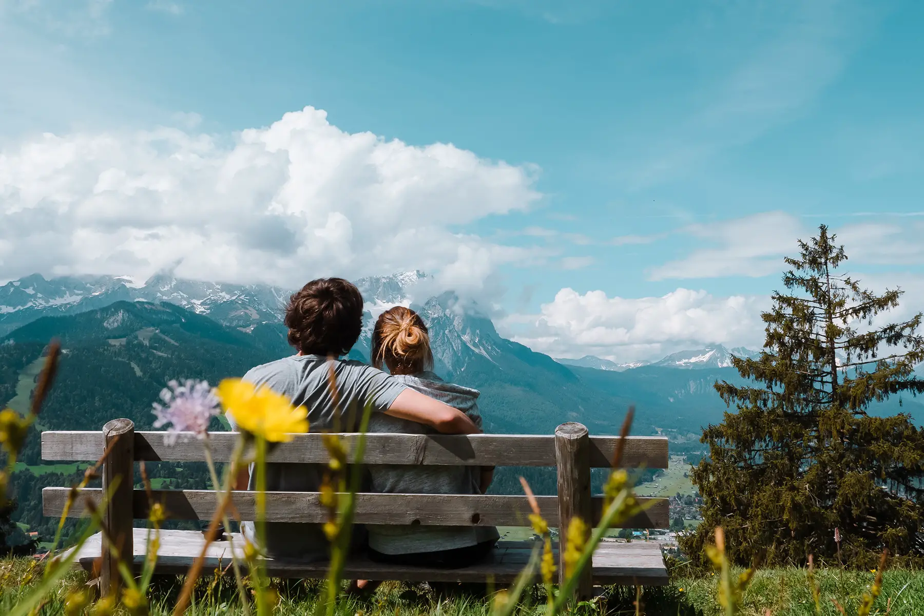 Couple on a date in the Austrian Alps