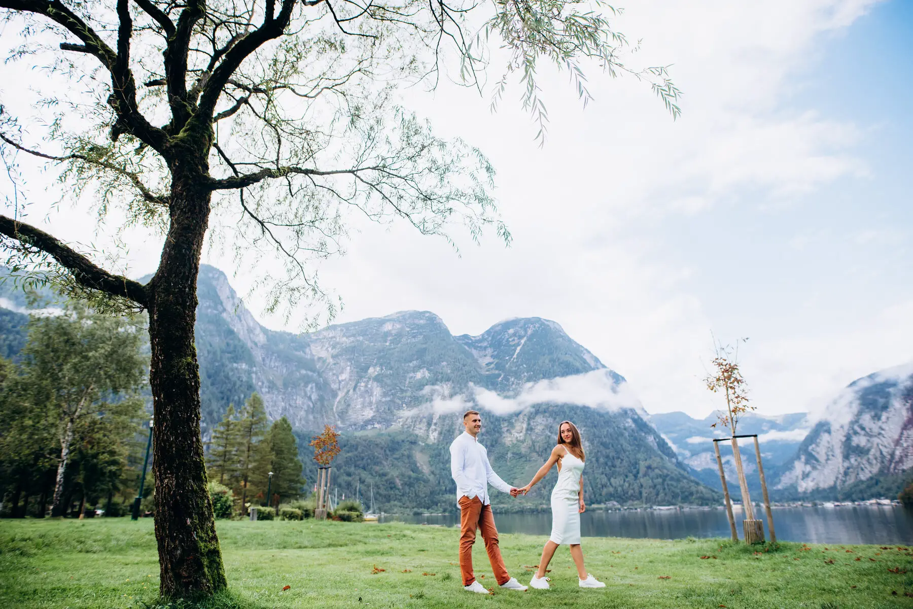 Couple on a date in a park in Austria