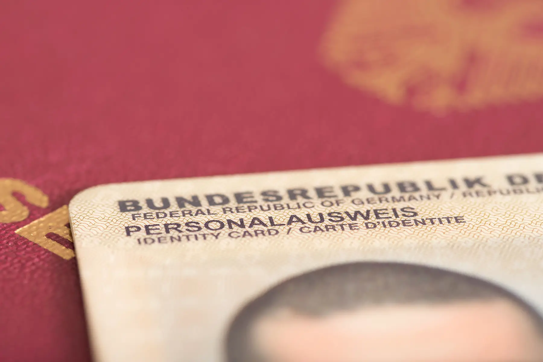Closeup of a German ID card