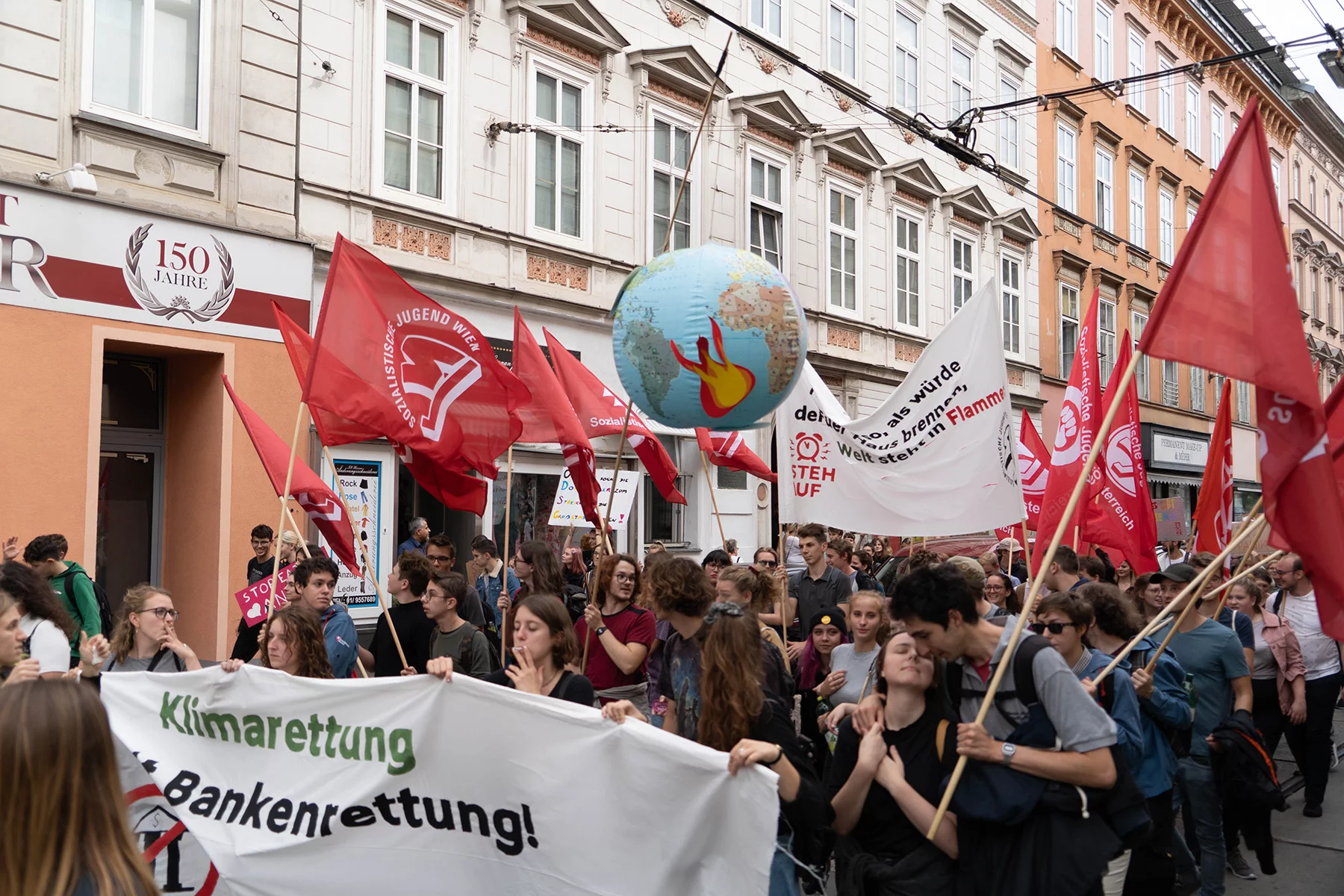 Labor rights activists marching in Vienna