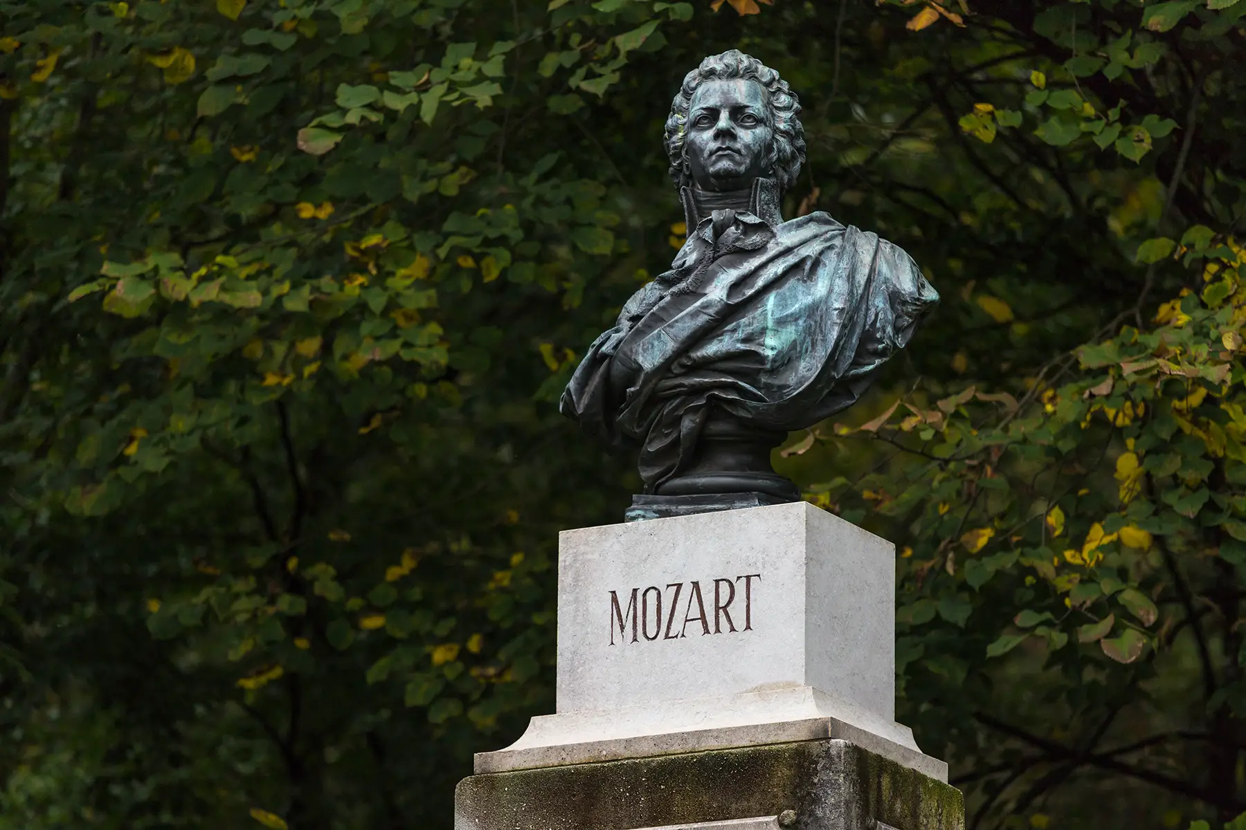 A bust of Mozart in Salzburg, Austria