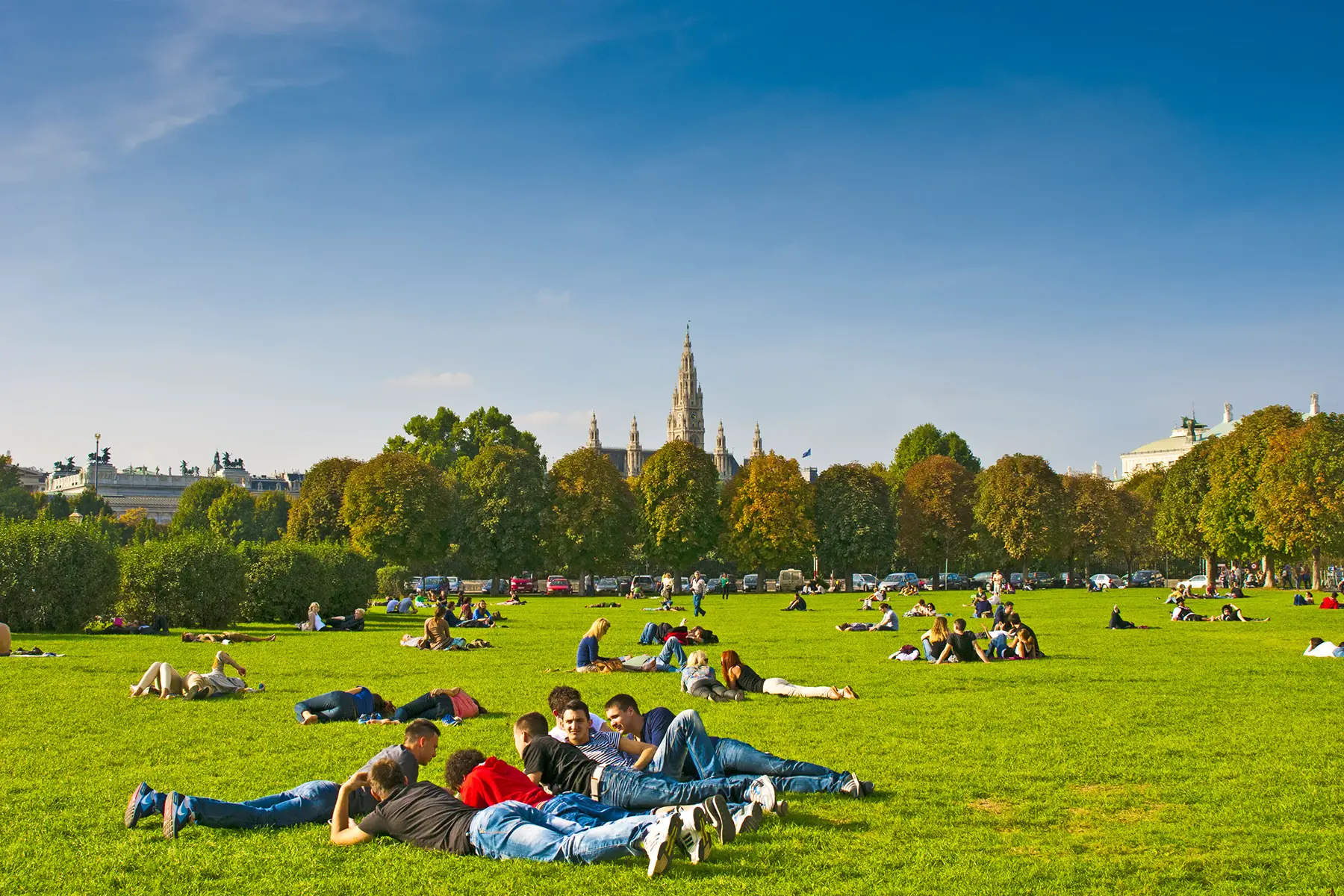 Students in a park in Vienna