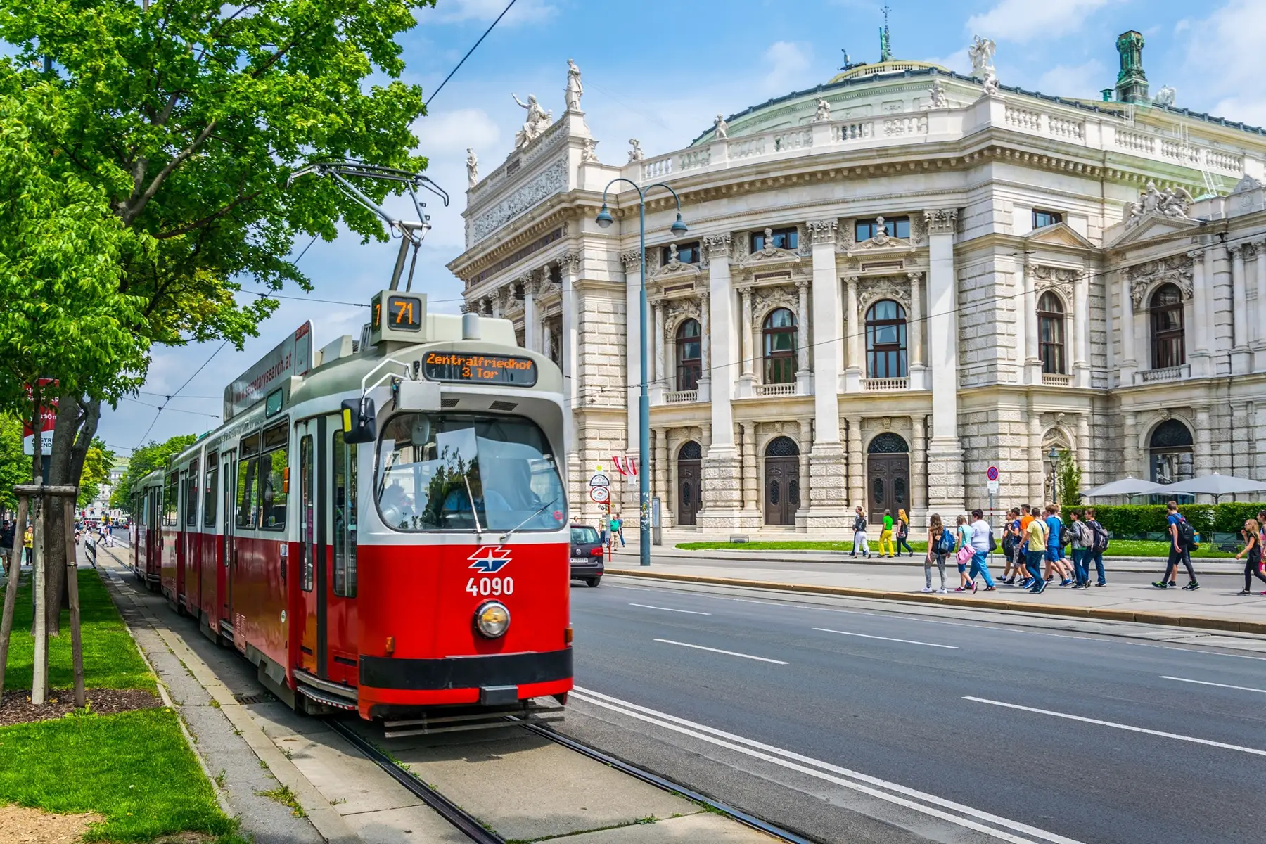 Tram driving through Vienna, Austria