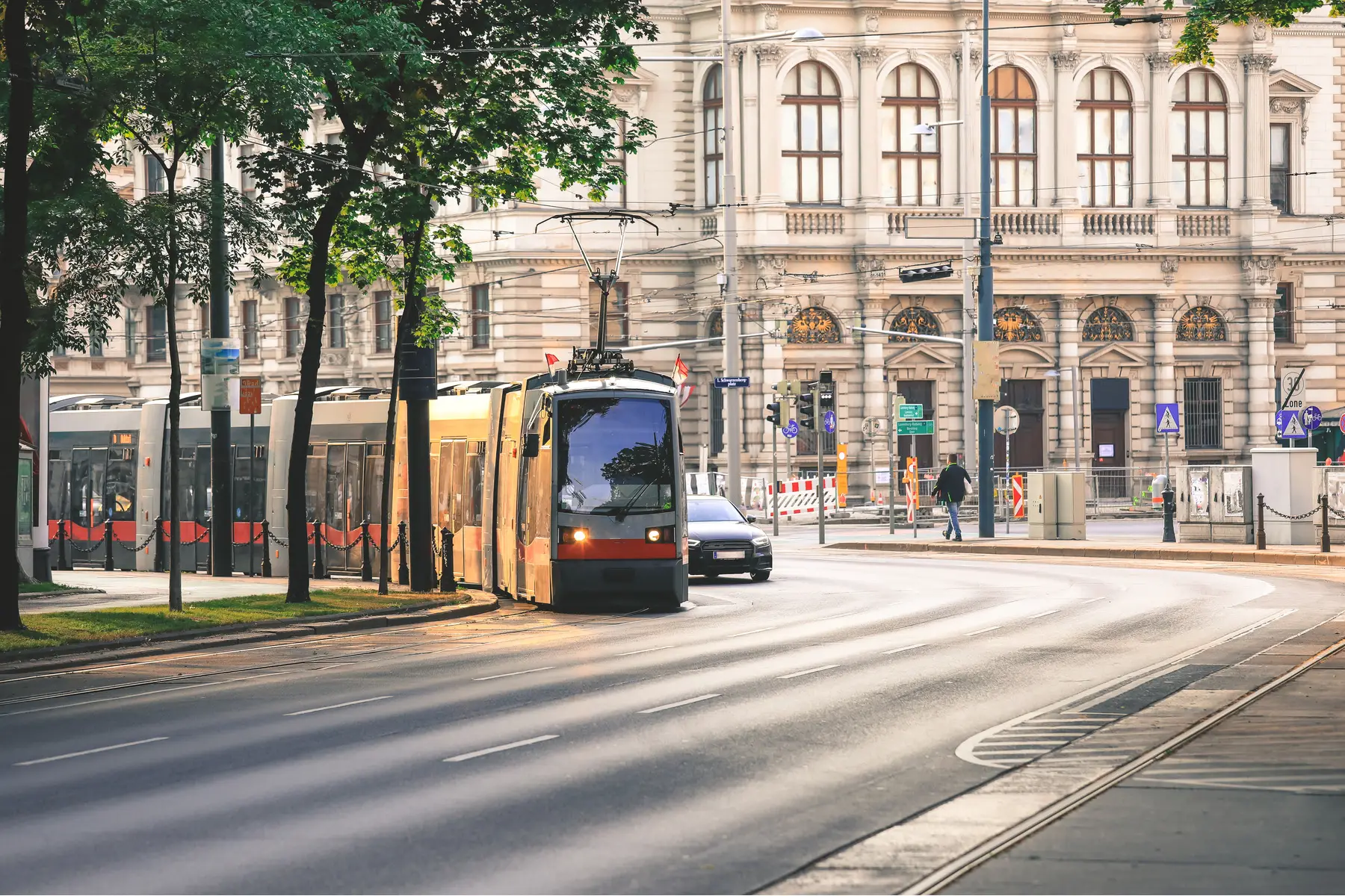 Tram on a street in Vienna