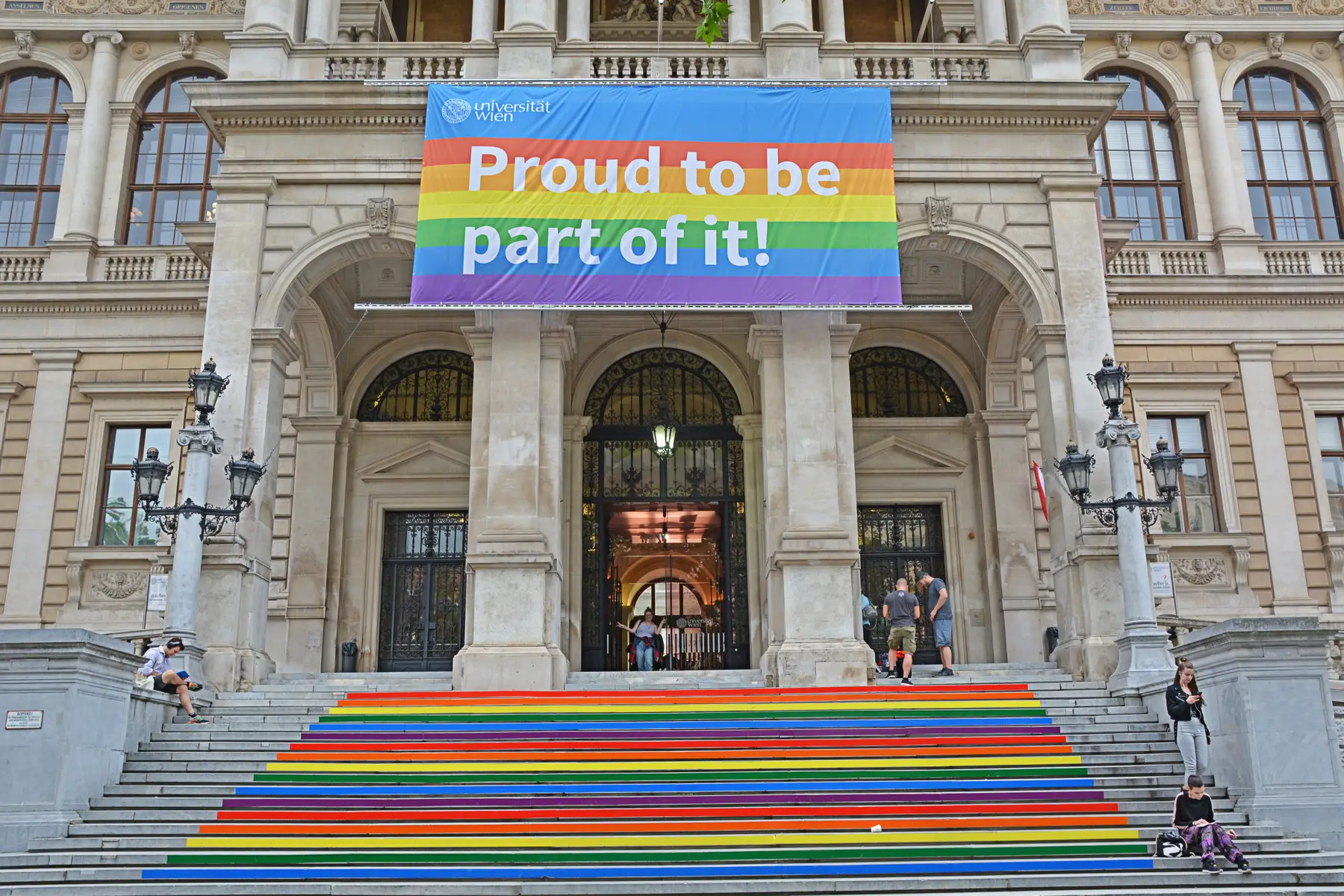 University of Vienna showing support during Gay Pride