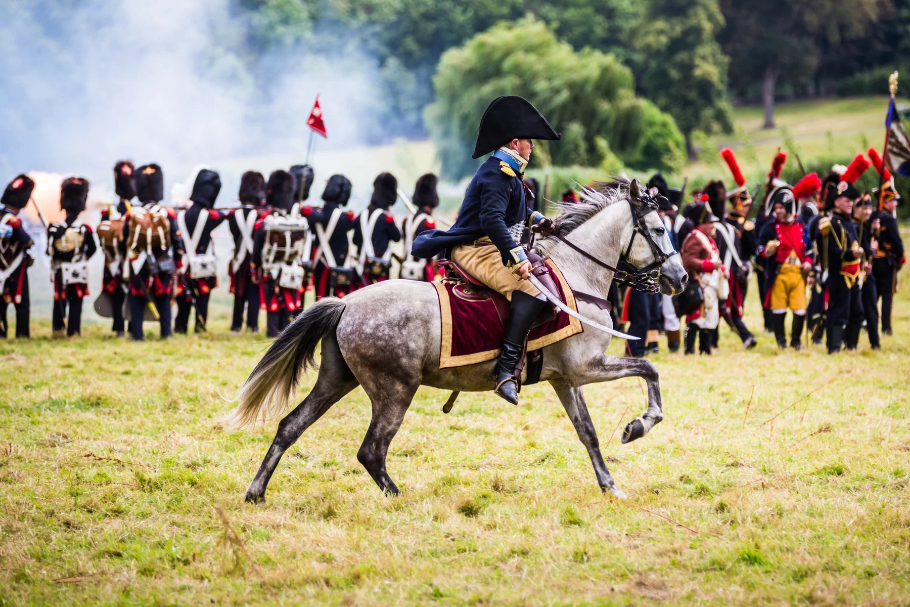 A man on horseback at a reenactment of the Battle of Waterloo
