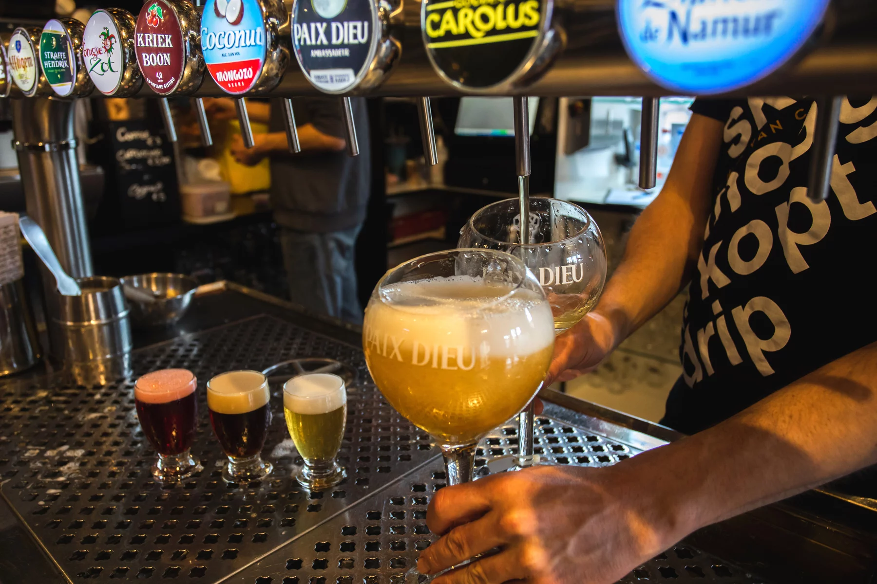 A variety of Belgian beers on draught
