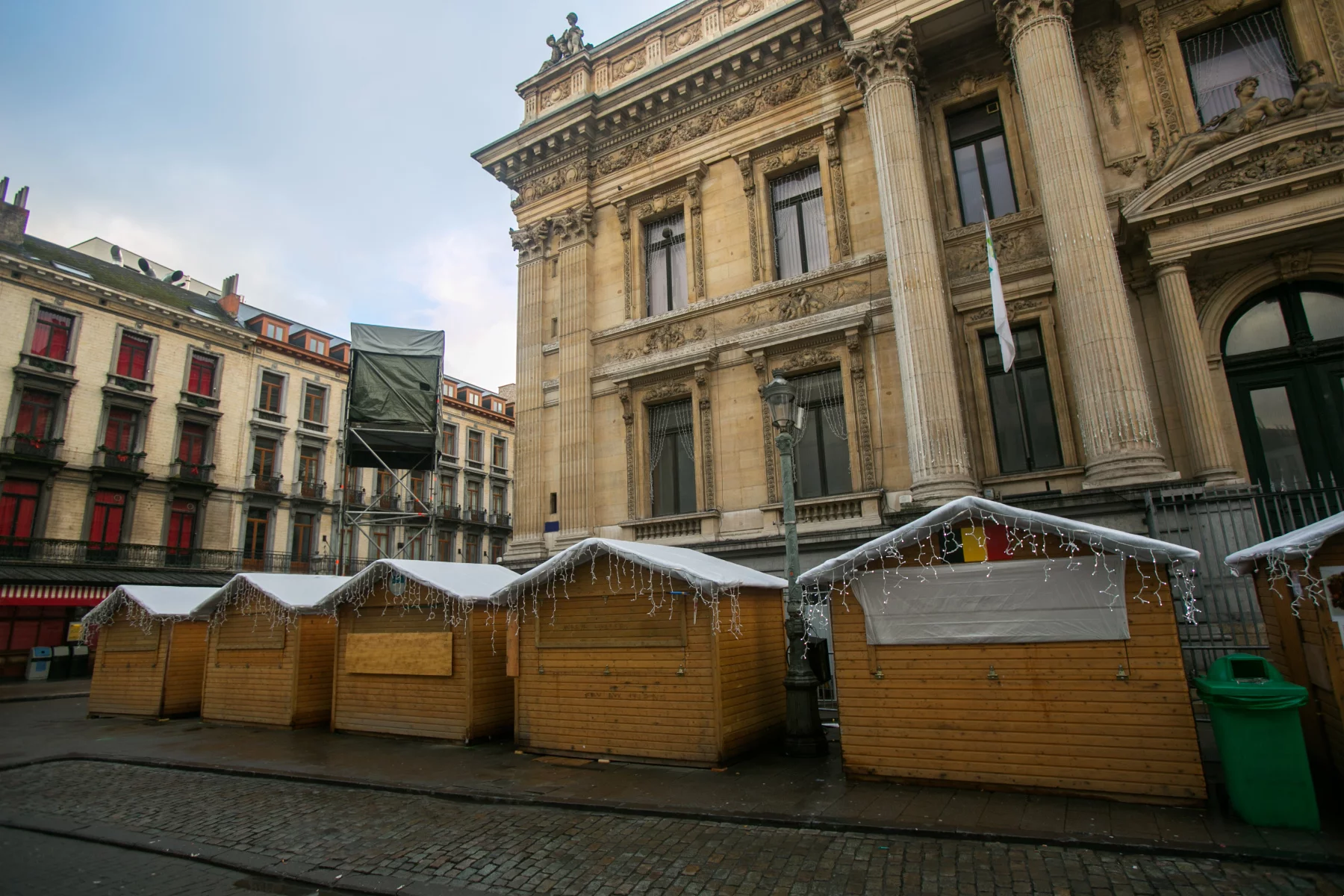 Closed Christmas Market in Brussels, Belgium