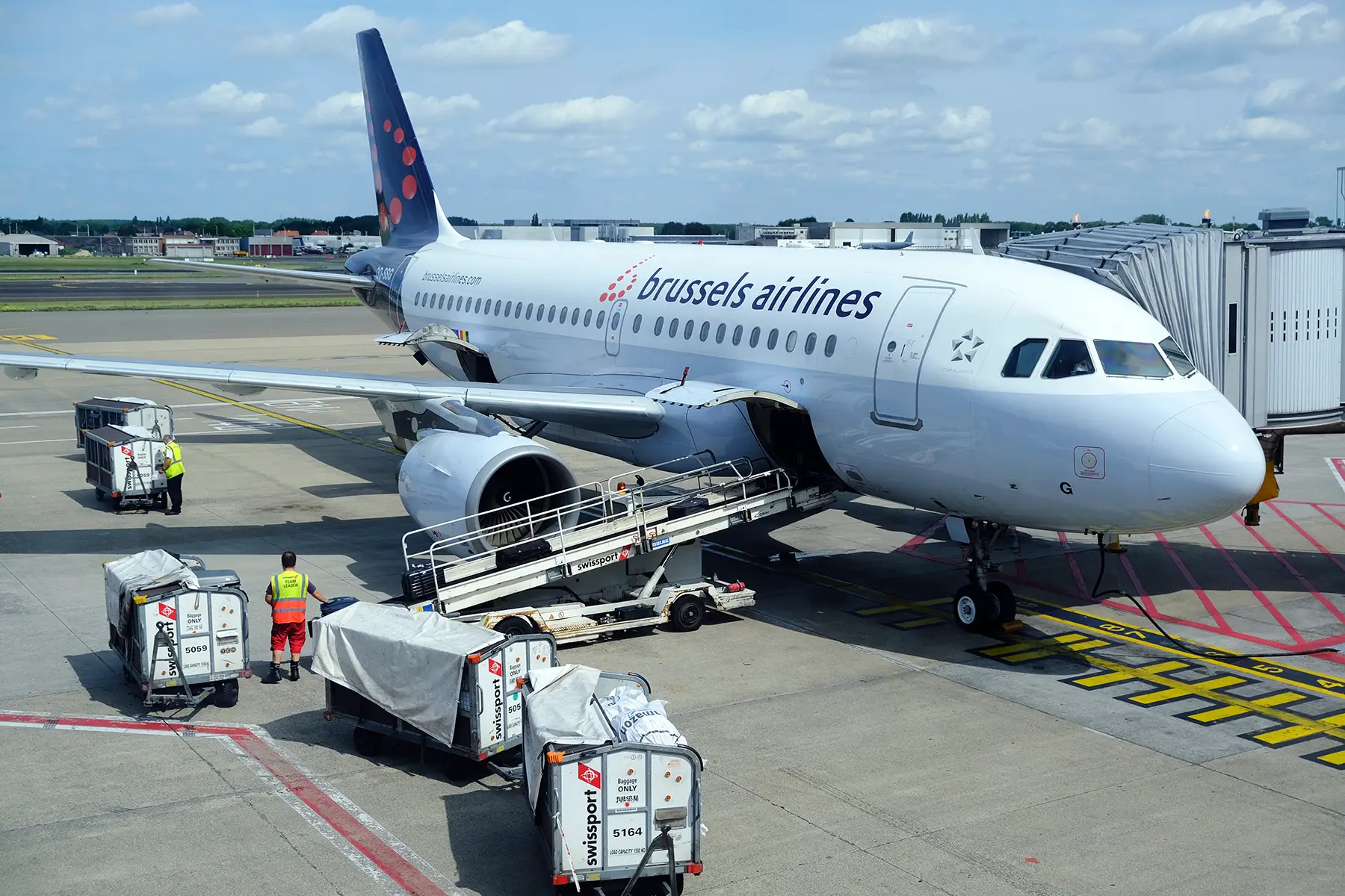 Brussels Airlines aircraft at the gate in Brussels, Belgium