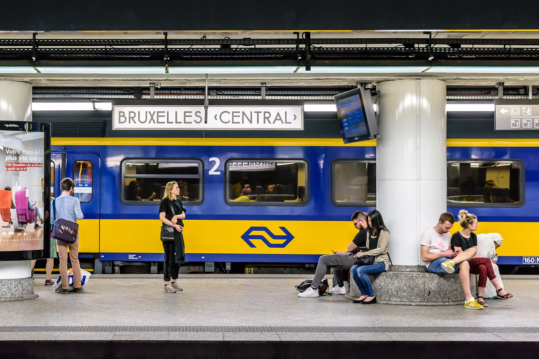 A Dutch train at Bruxelles-Central, one of the main train stations in Brussels