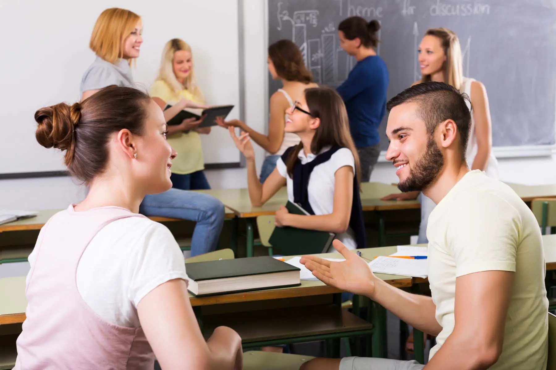 adult students enjoying a language lesson