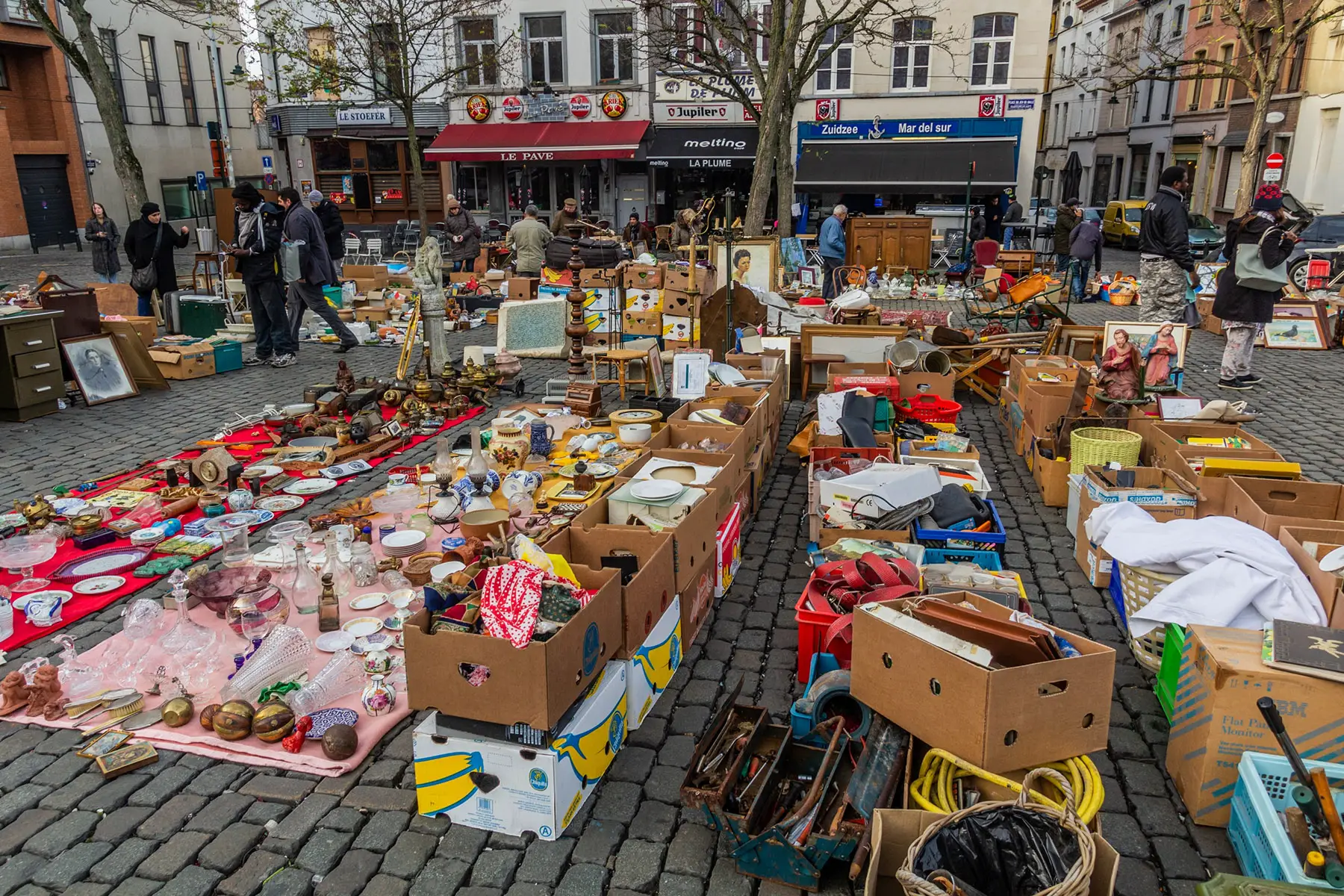 A flea market in Marolles, Brussels