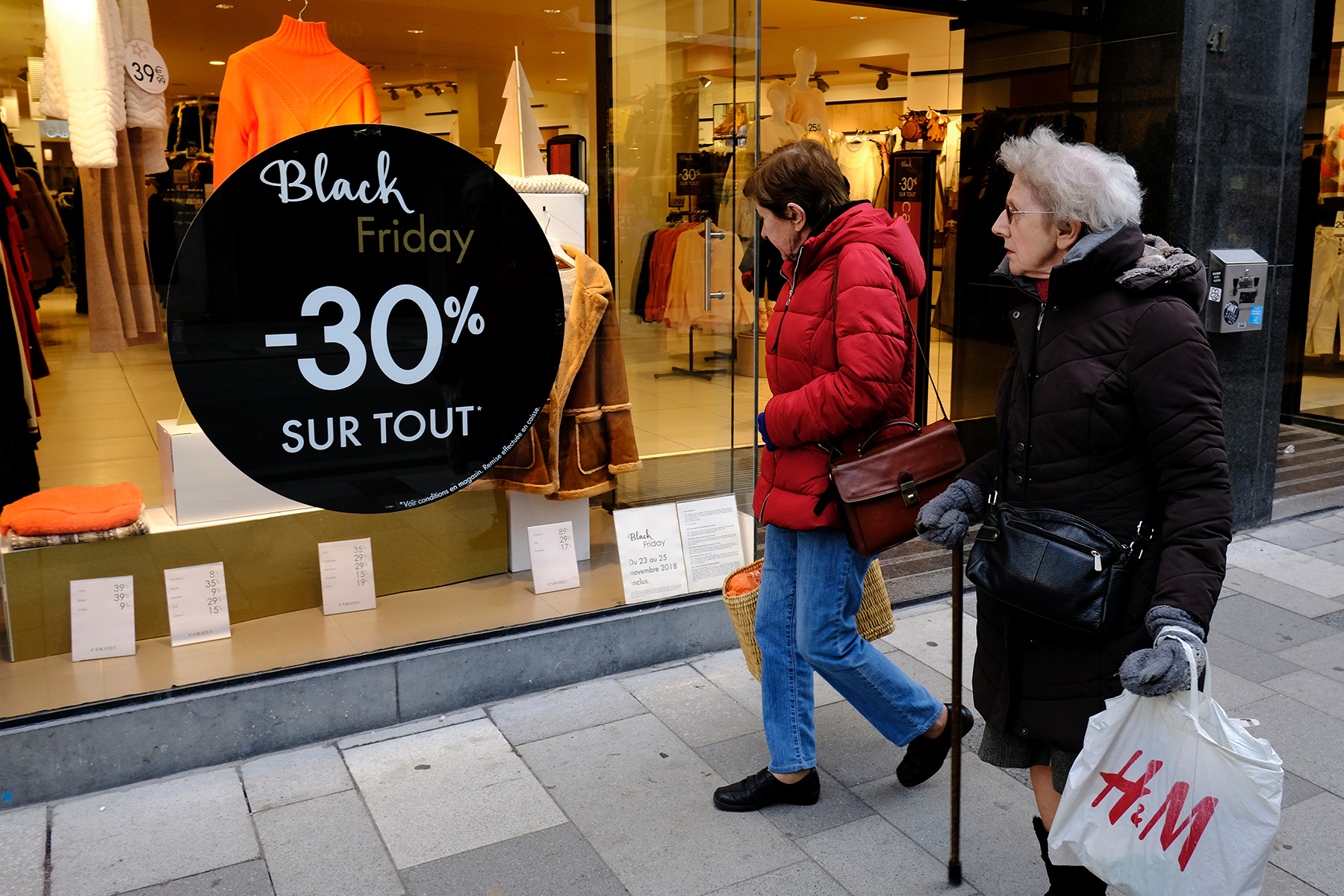 Sale prices at a shop in Brussels, Belgium