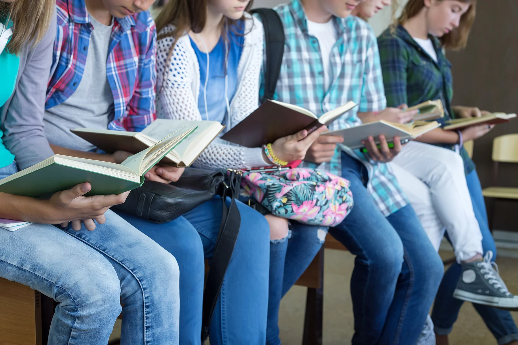 Secondary school students reading