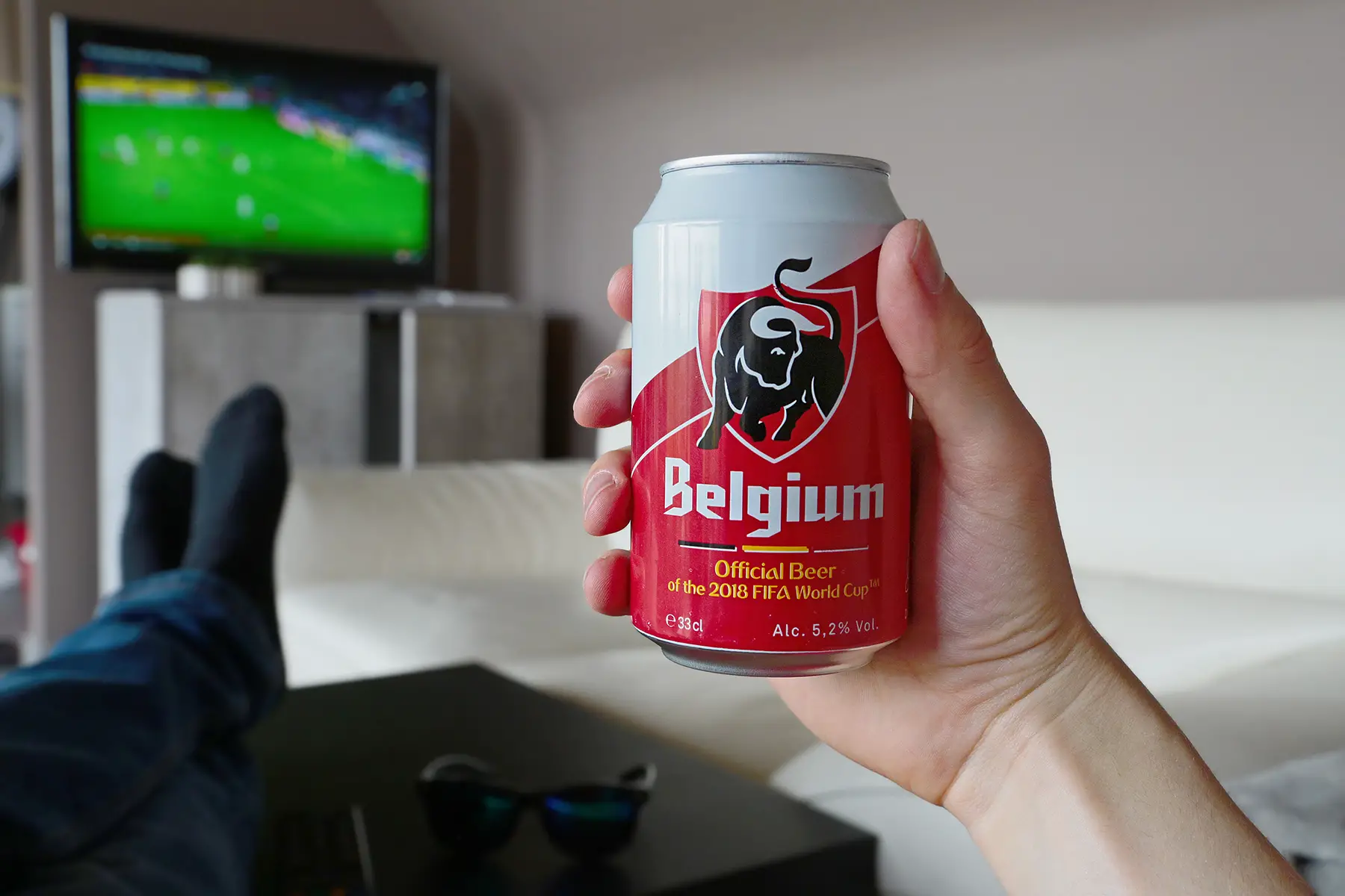 Watching a Belgium football match on TV