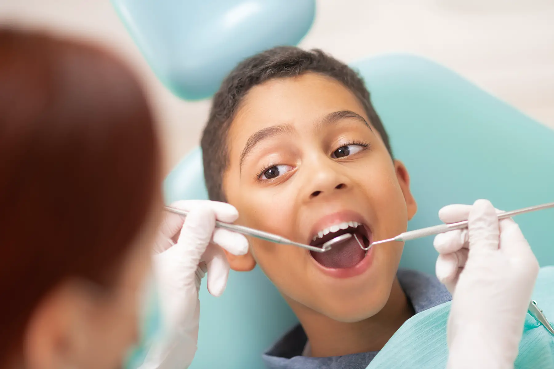 Young boy at a dental checkup