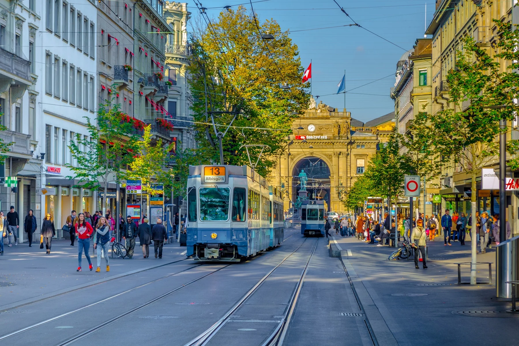 A busy street in Zurich, Switzerland