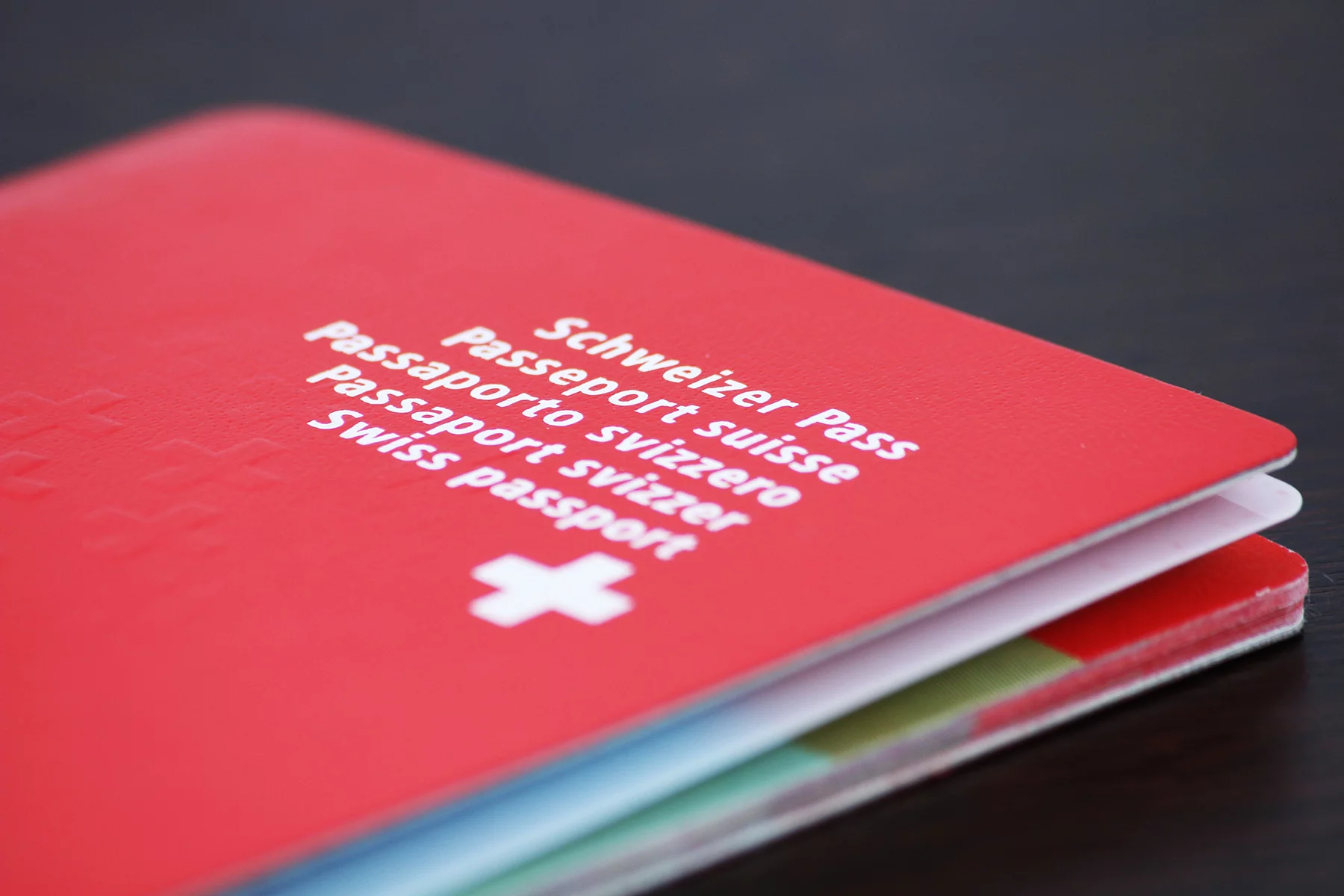 Closeup of a Swiss passport