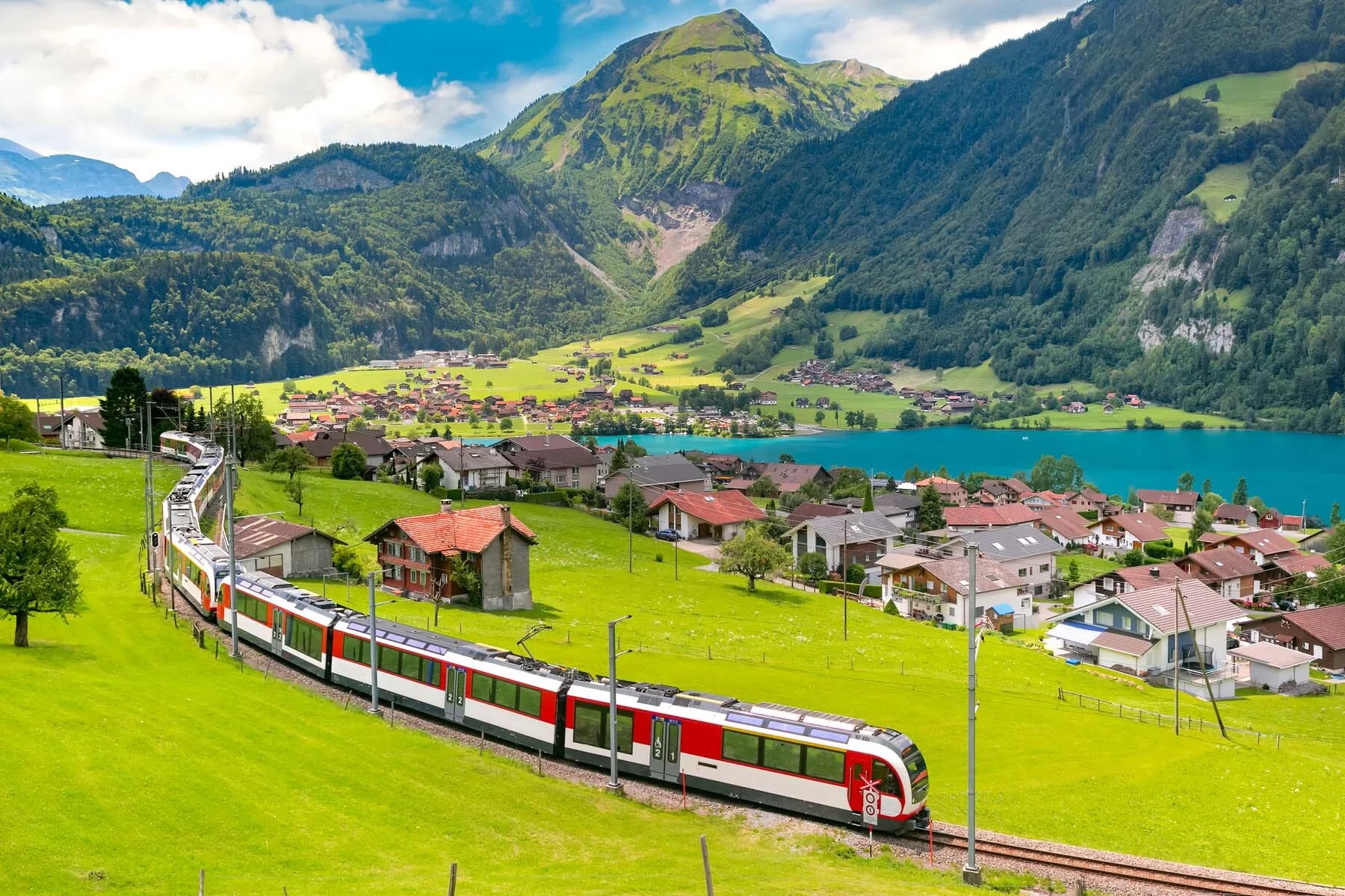 Train through Swiss mountains