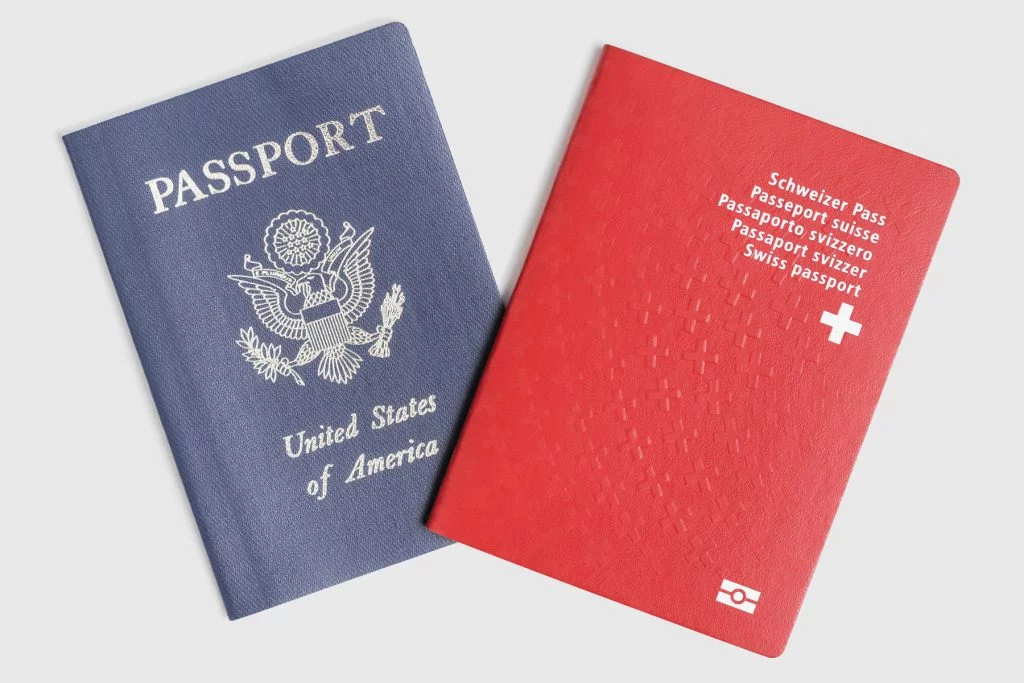 EU and swiss passports side by side