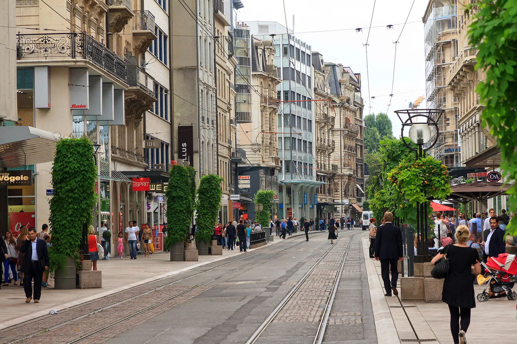 A shopping street in Geneva