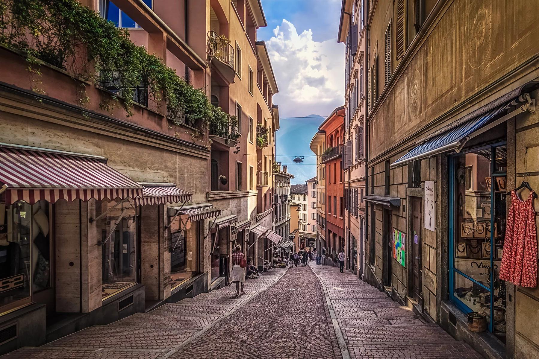 An historic street in Lugano, Switzerland