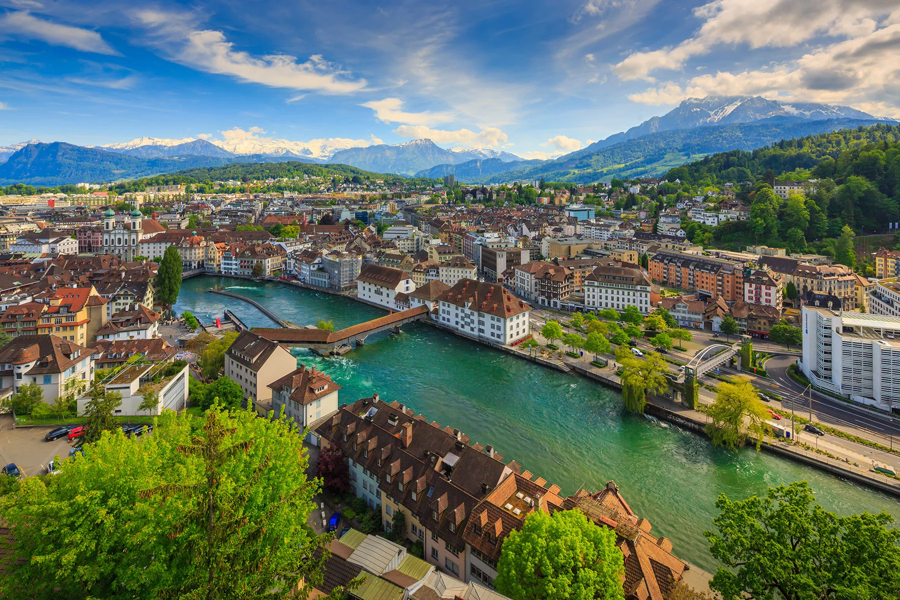 Overhead view of Lucerne, Switzerland