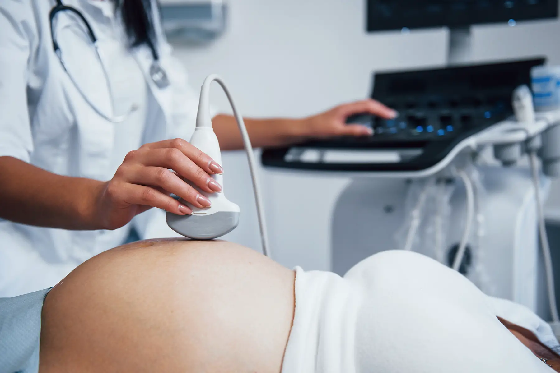 a pregnant woman at an ultrasound appointment