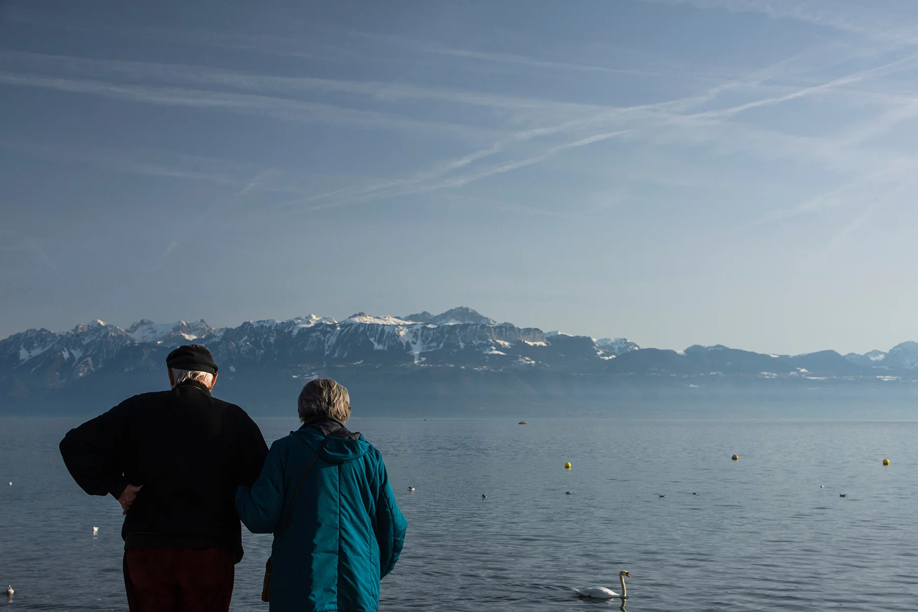 A retired couple at Lake Geneva