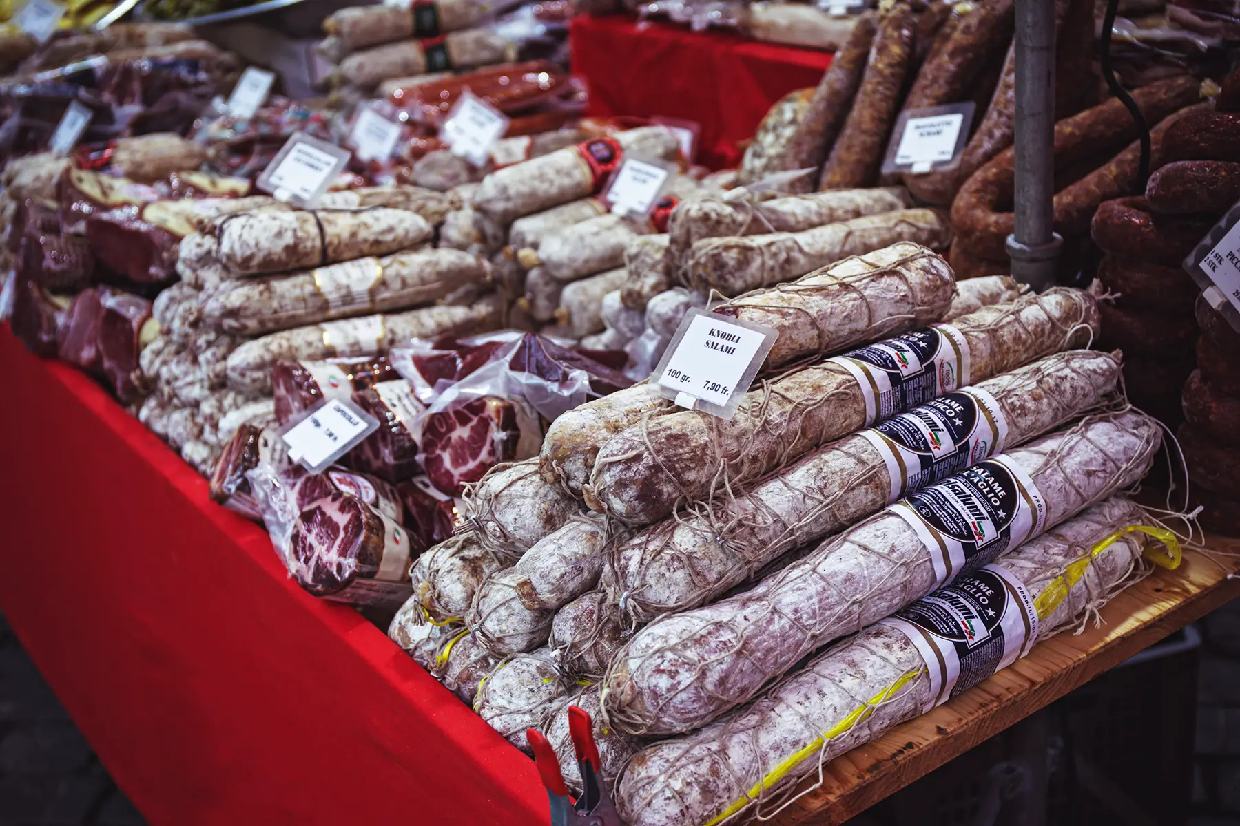 swiss diet: Sausages at an outdoor market in Basel