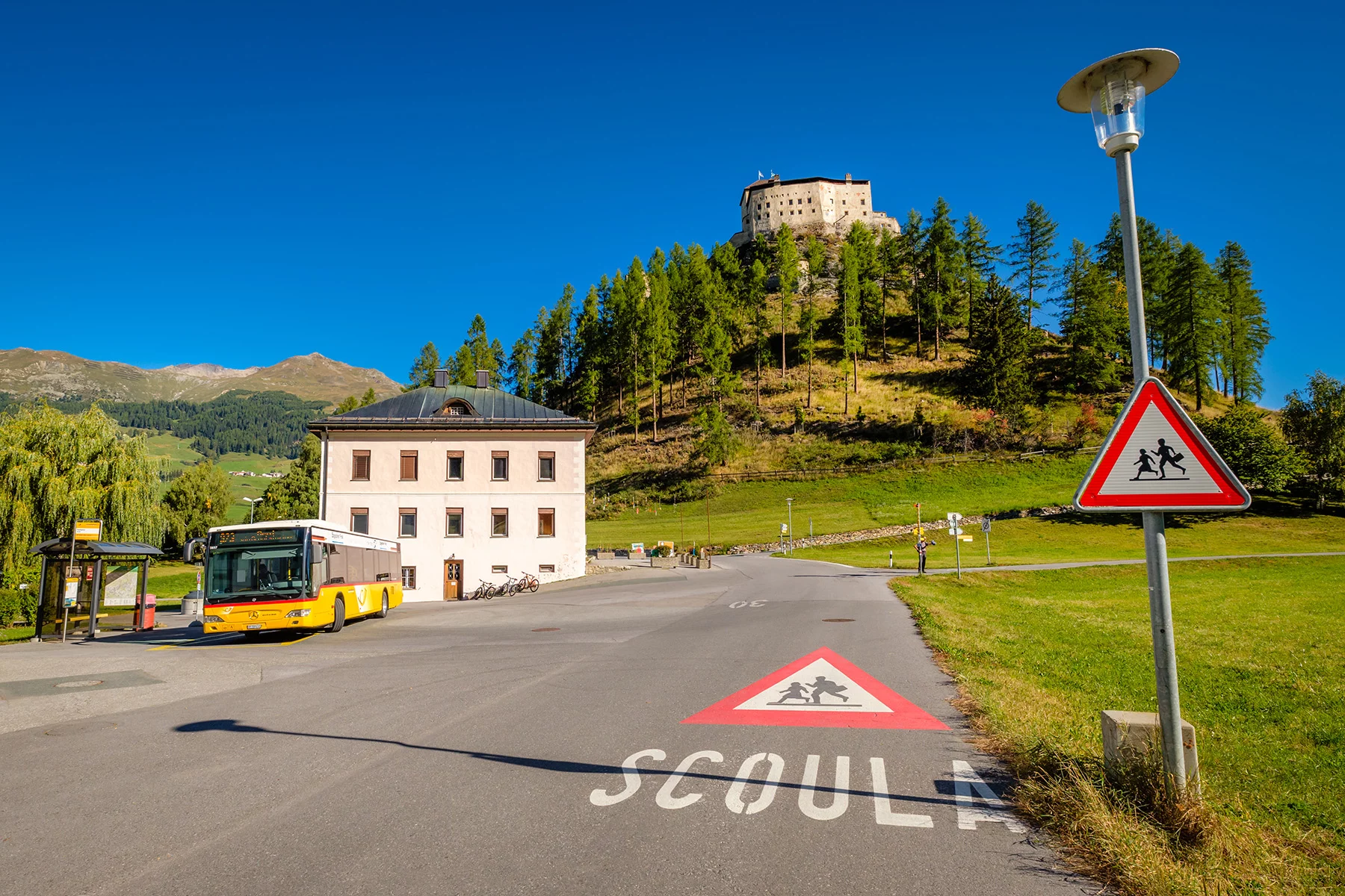 A school zone in Tarasp, Switzerland