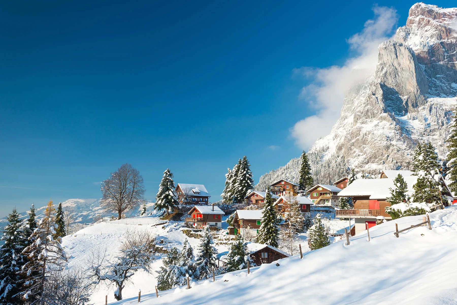 Snowy village in Switzerland