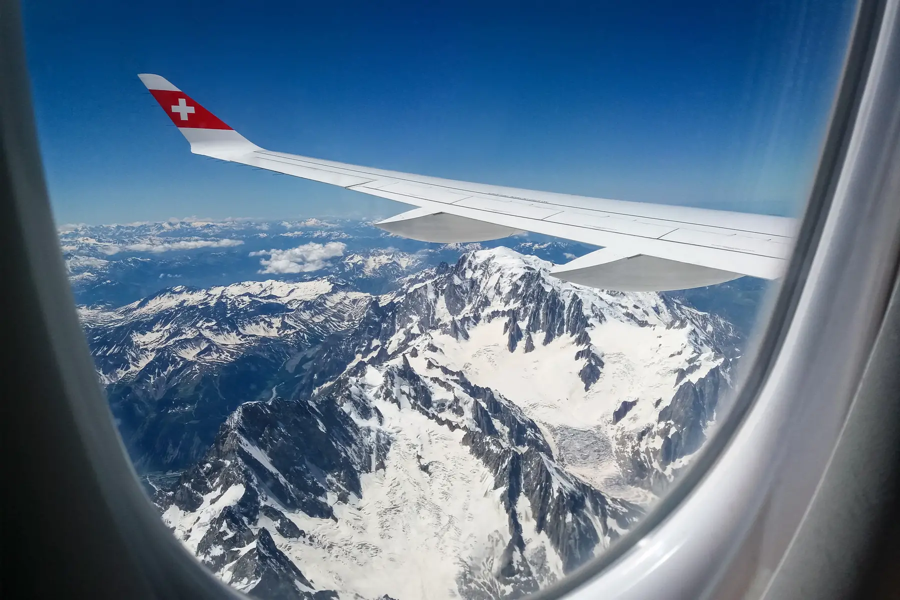 Swiss Air Lines plane over the Alps
