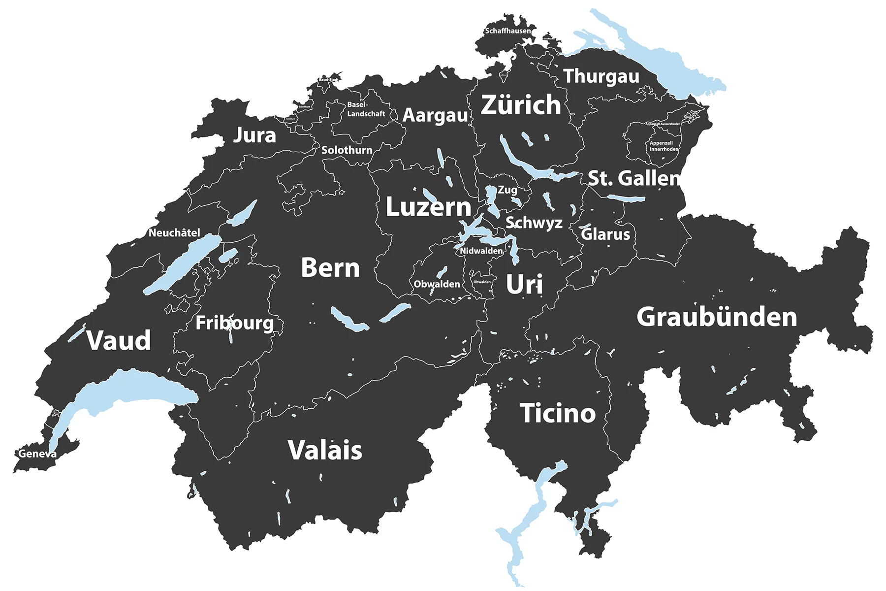 Swiss canton map