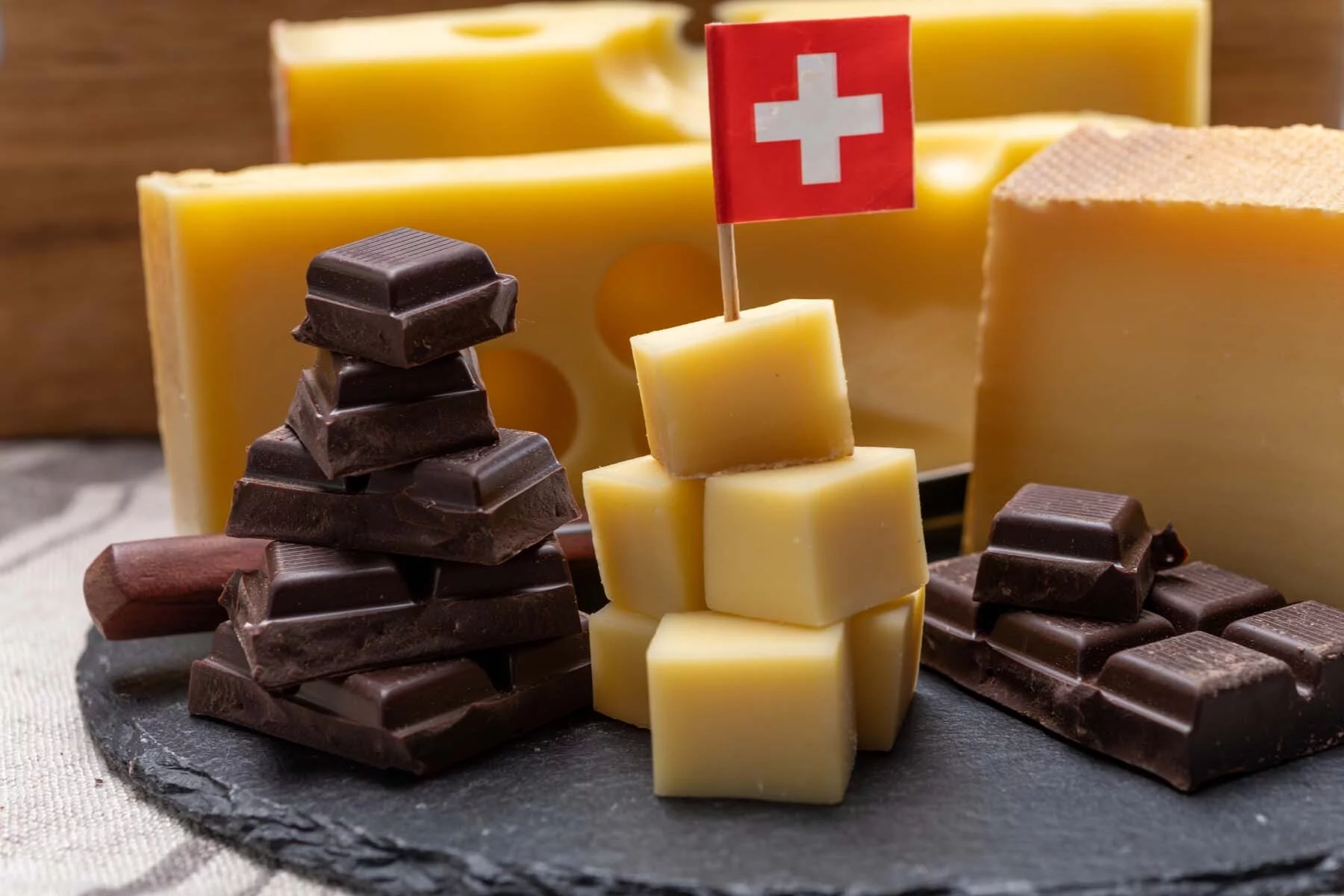 Swiss cheese and chocolate