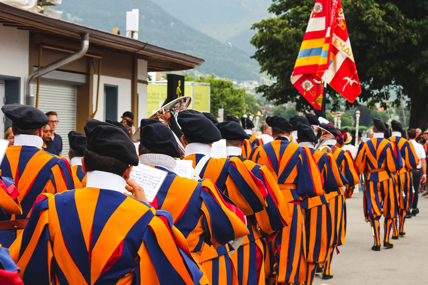 A colorful parade in Vevey on Swiss National Day