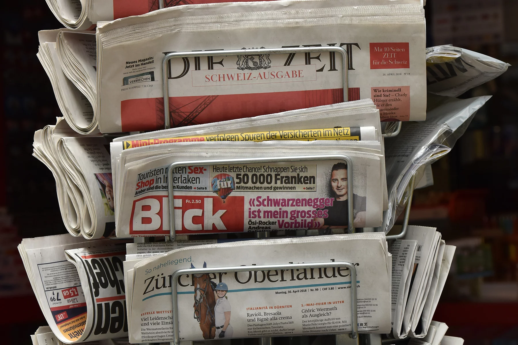 Swiss newspaper stand