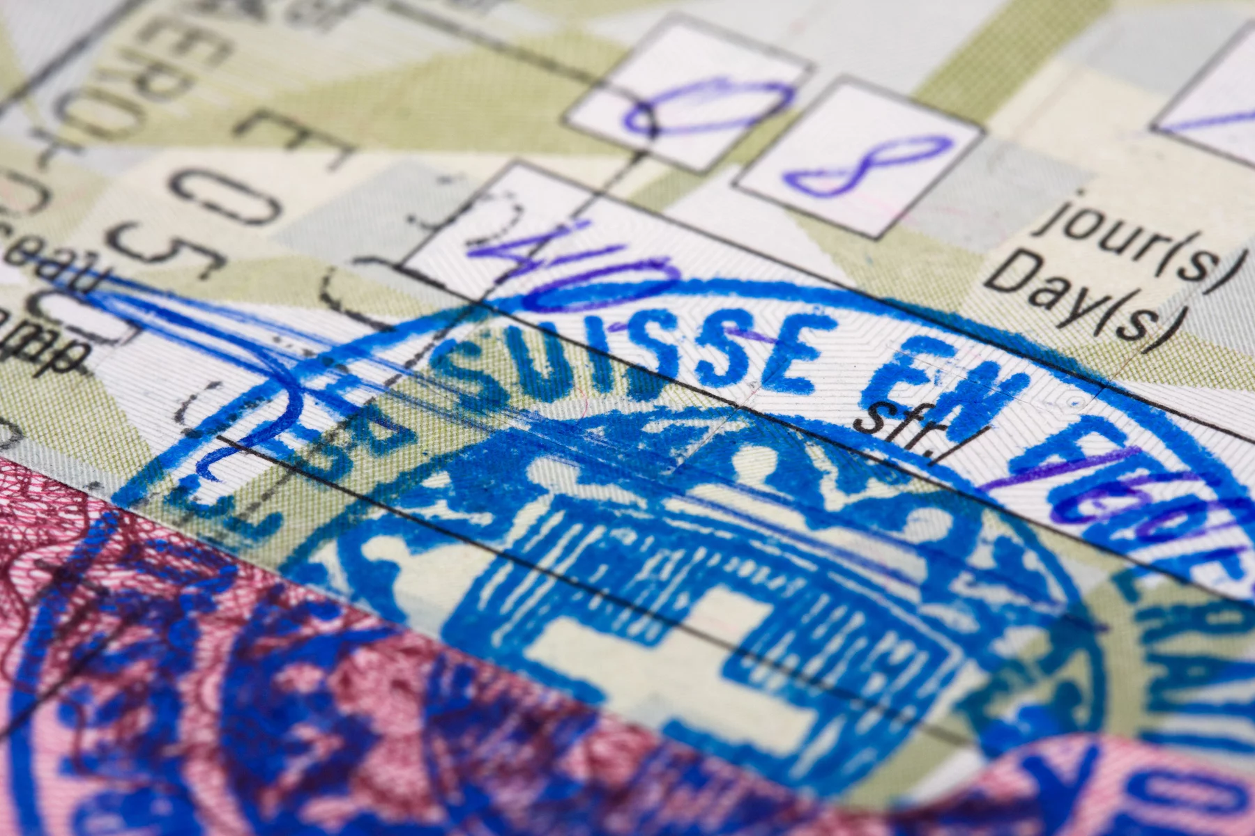 Switzerland work visa stamp