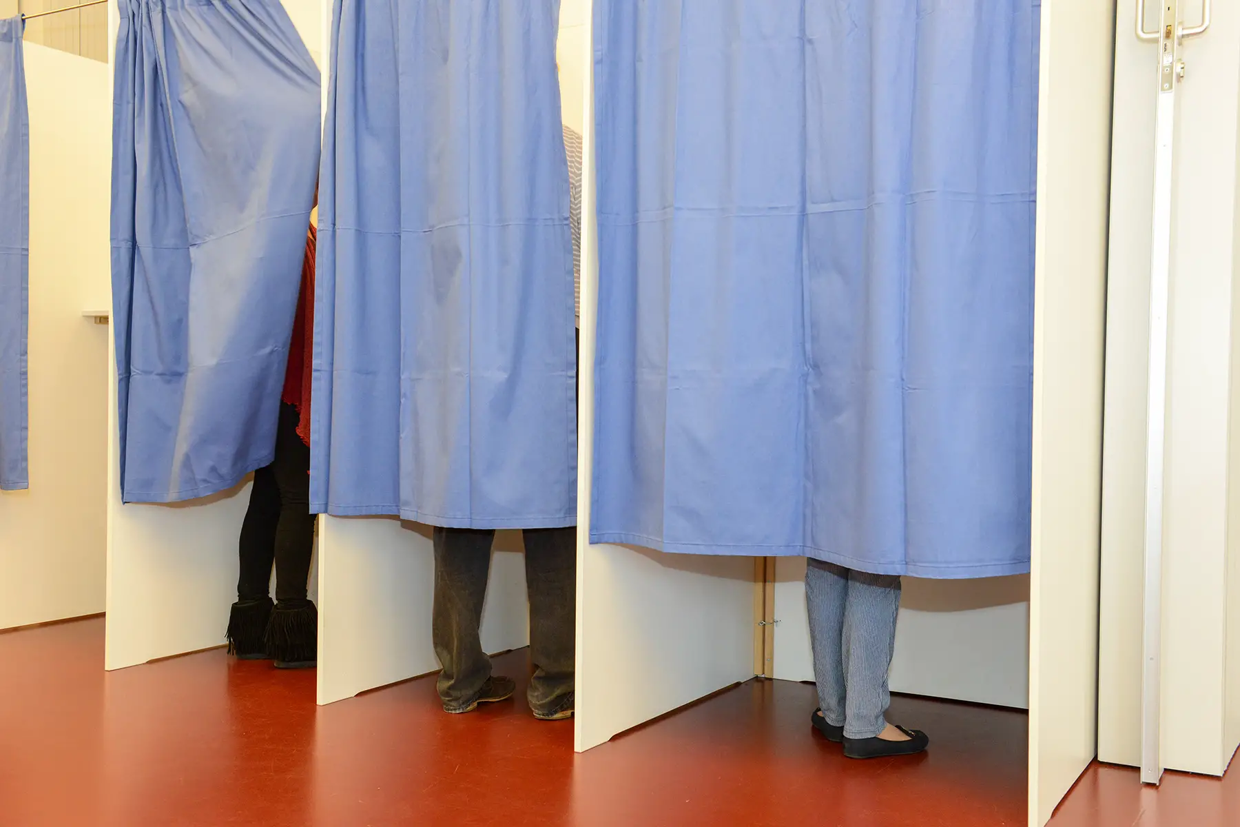 A voting booth in Lugano