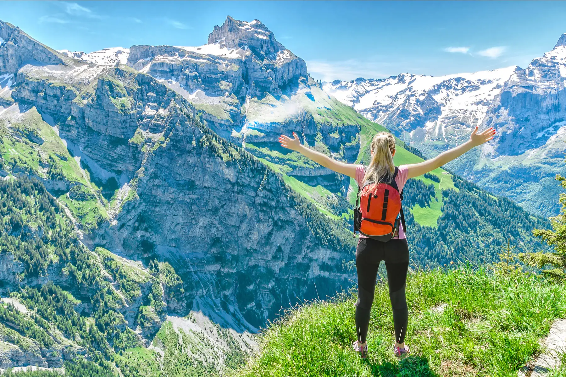 Woman hiking in Switzerland