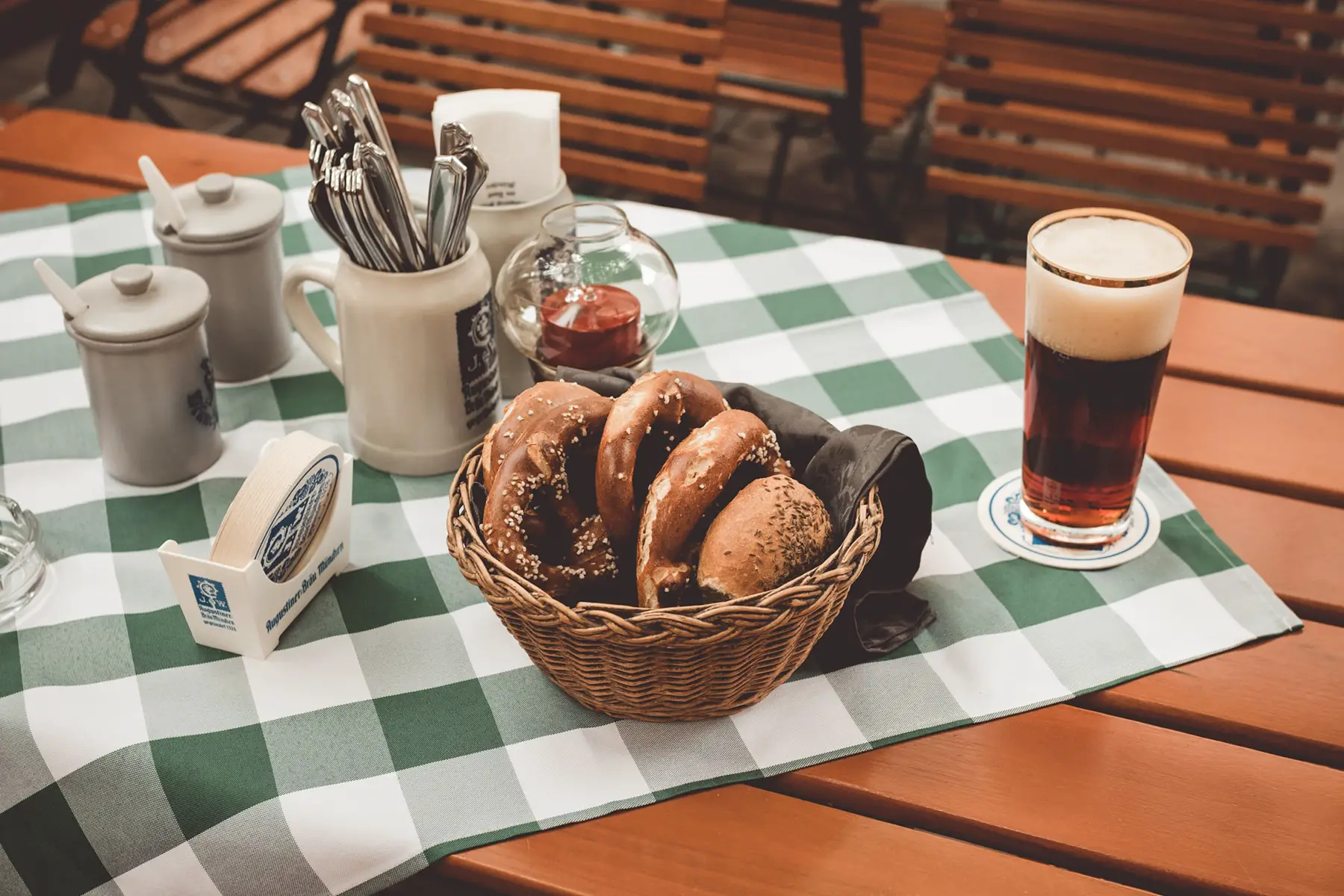 A table at a beer garden in Munich