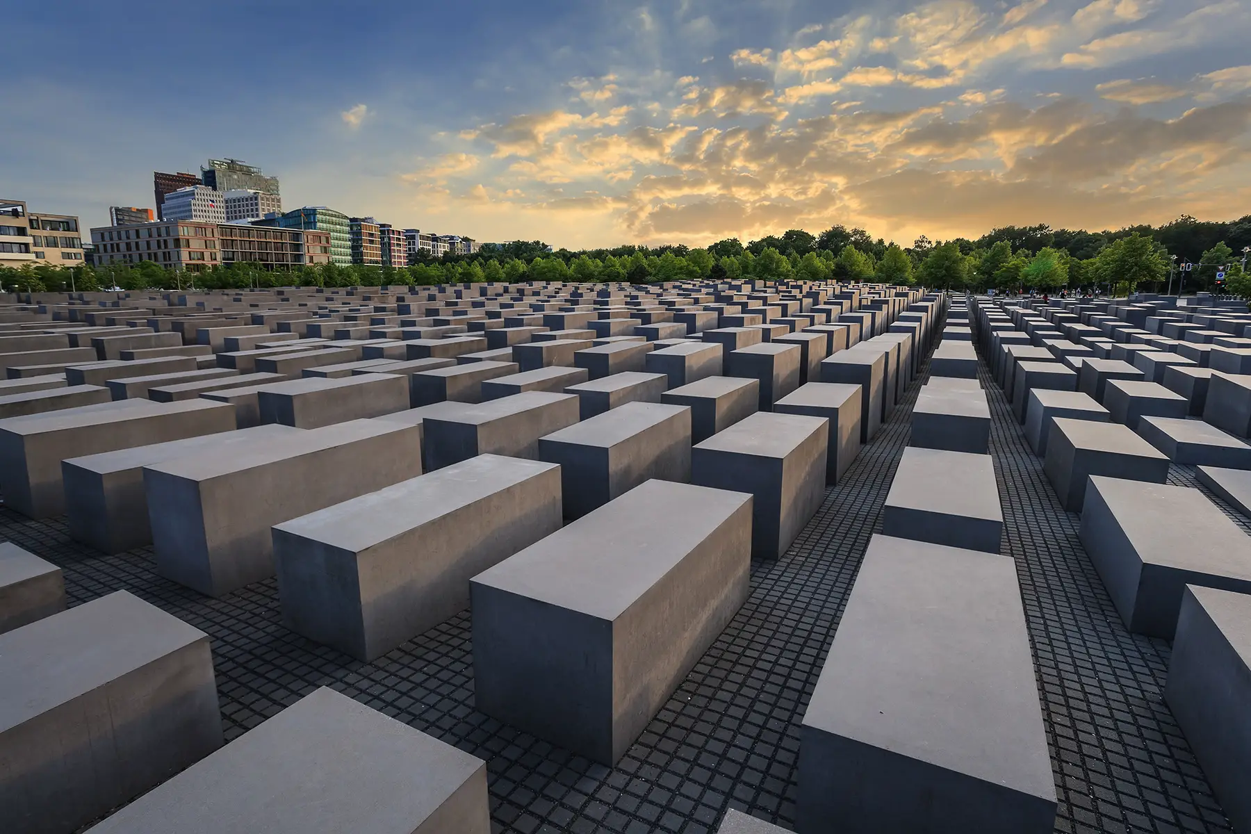 The Berlin Holocaust Memorial at sunrise