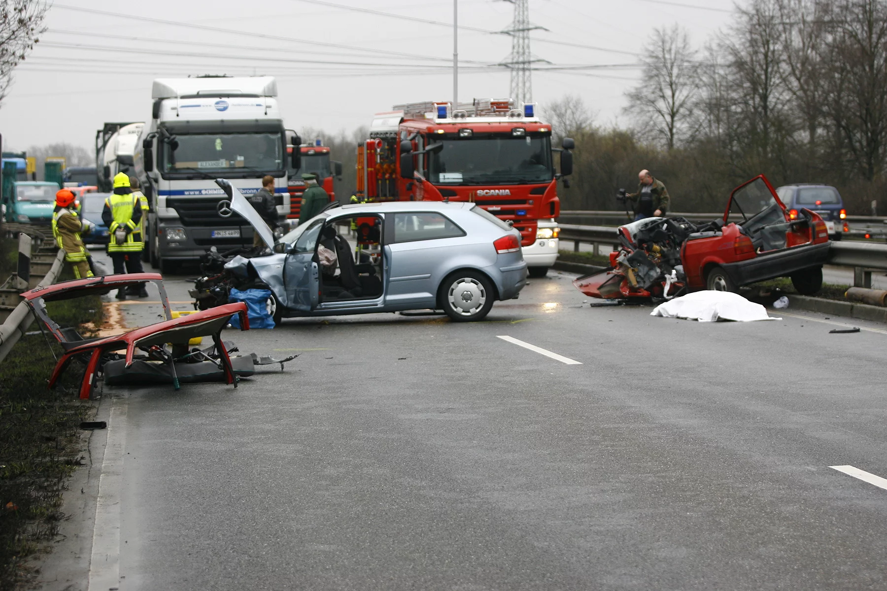 A car crash on an Autobahn in Germany